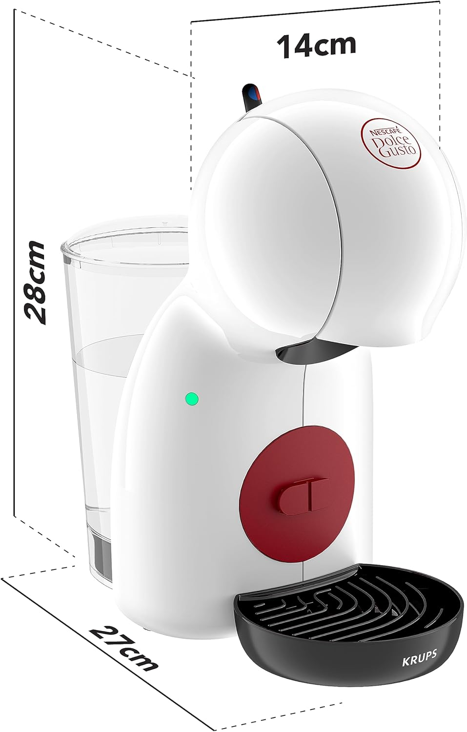 KRUPS Nescaf&eacute; Dolce Gusto Coffee Capsule Maker, 15 Bar, Multi-Drinks, Compact Coffee Maker, Automatic Shut-Off, Economy Mode, Piccolo XS KP1A3110