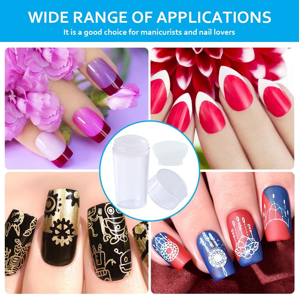 Clear Nail Art Stamper Scraper Set, Silicone French Manicure Stamp, Nail Jelly Stamp, with Cap, for DIY Nail Art Tools Accessories, for French Smile Line Tools (Transparent) image number 6