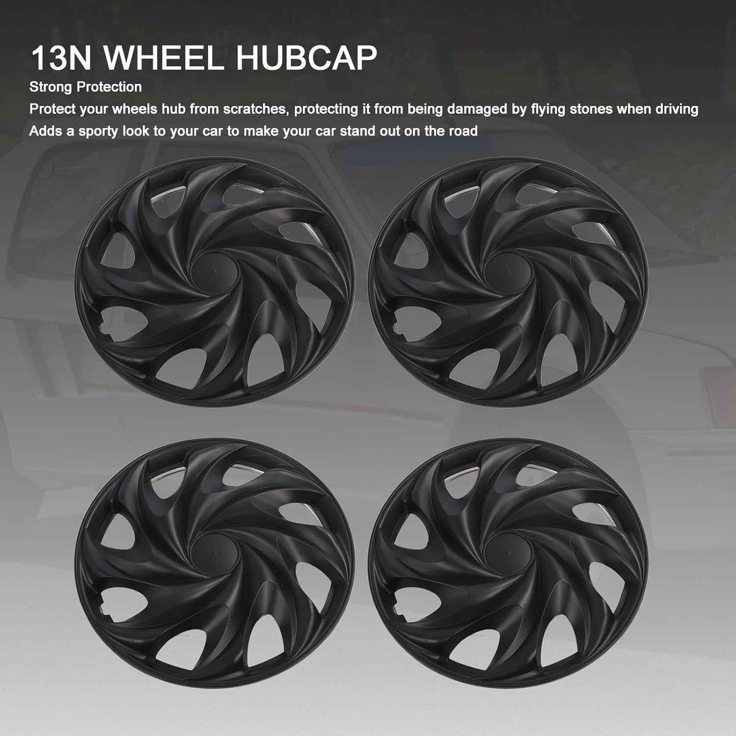 4Pc 15 Inch Hubcap Wheel Covers, Stylish and Sturdy Rim Protectors Universal Hubcap for Cars Trucks Vans, Protects and Beautifies Vehicle, Auto Tire Rim Replacement image number 2