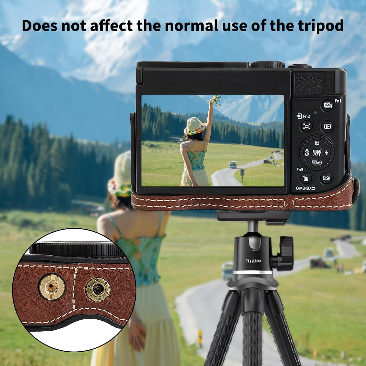 VOVMOEYA for Panasonic Lumix DC-TZ99/ZS99 Case - PU Leather Scratch-Resistant Cover for Lumix TZ99/ZS99 Case, with Removable Protective Cover, Adjustable Shoulder Strap - Black image number 3