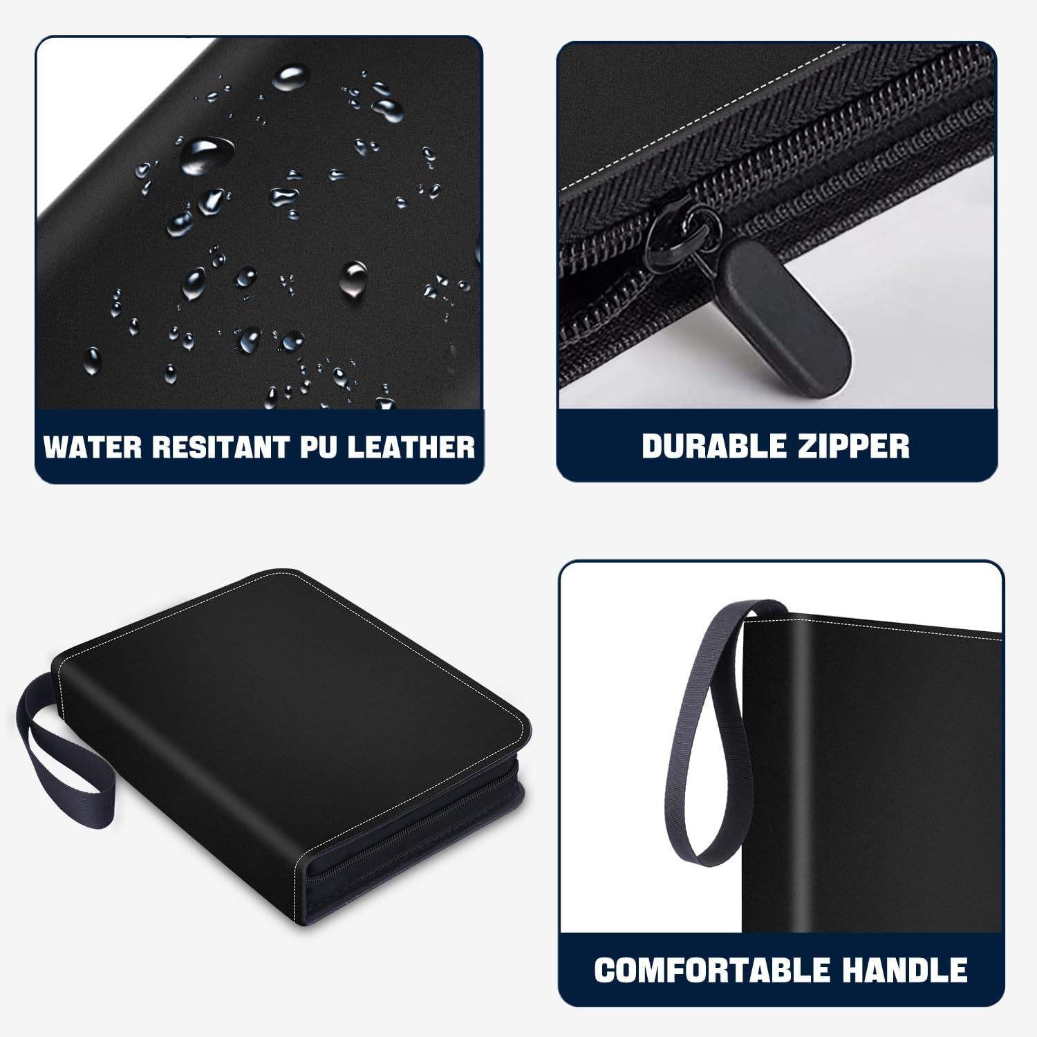 HESPLUS 900 Pockets Trading Card Album Folder,Baseball Card Binder with Sleeves,Collectible for Baseball Cards,Trading Cards,Football Cards,Mtg,Tcg,Game Cards,Sports Cards -Black,(Hpev118-Black-900) image number 3