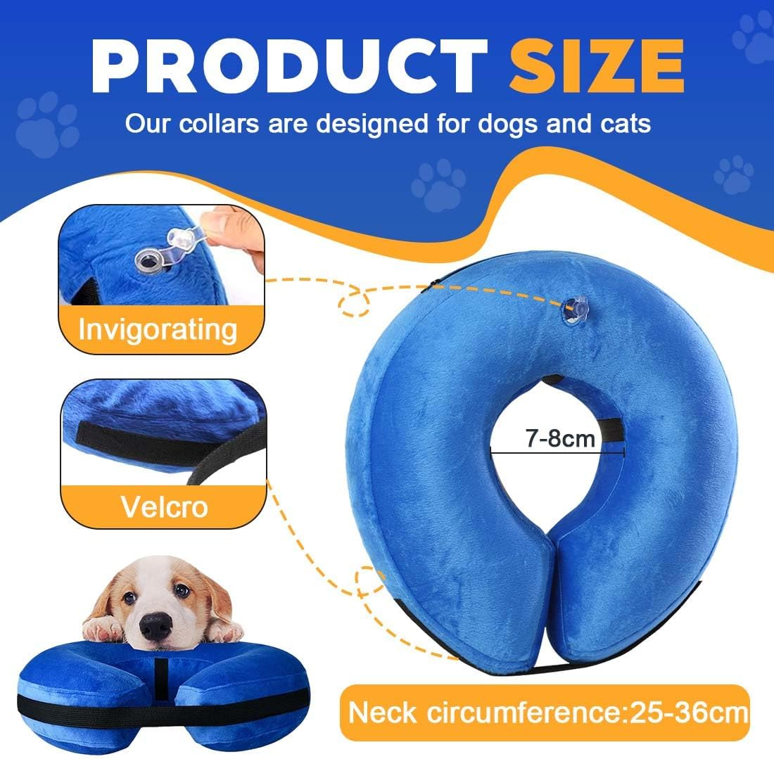 1 Piece Collar Dog & Cat, Dog Collar Leak Protection, Inflatable Neck Collar Soft after Surgery and Castration, Protective Collar, Collar for Dogs and Cats, Protective Collar Dog with Adjustable