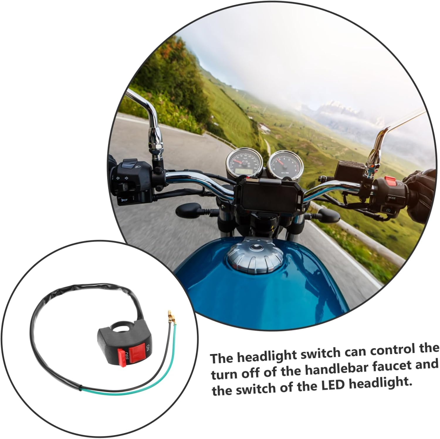 Mikinona Modified Switch for Motorcycle Handlebar Toggle Switch Led Headlight Compatible for Motorbike Lighting Control image number 5