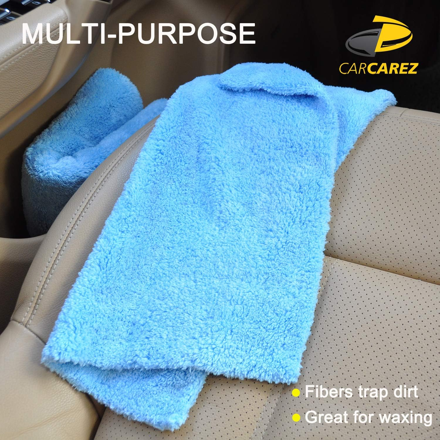 Carcarez Microfiber Car Wash Drying Towels Professional Grade Premium Microfiber Towels for Car Wash Drying Blue 450GSM 16 In.X 16 In. Pack of 6 - Grey image number 5