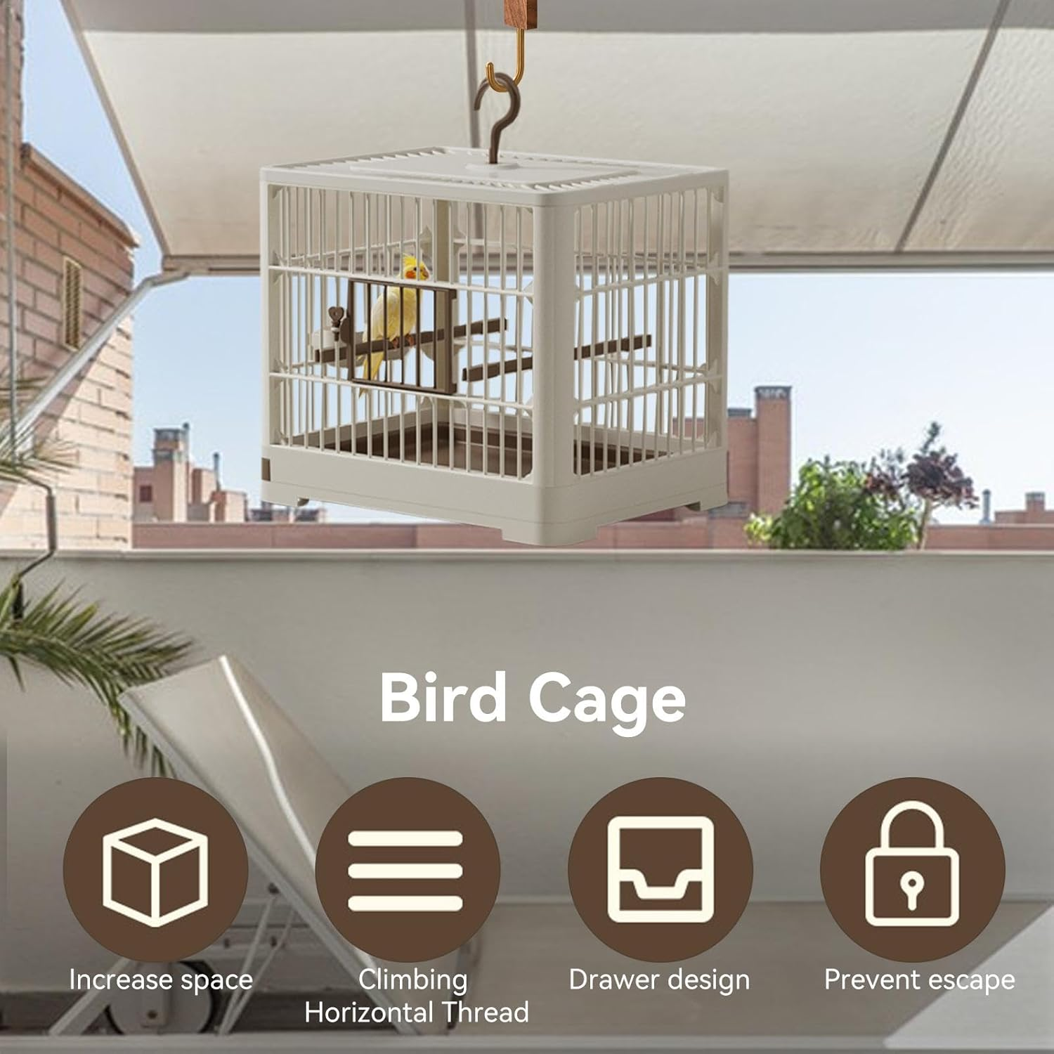 Travel Bird Cage - Bird Transport Box, Portable Bird Container | Travel Bird Cage Bird Folding Travel Cage, Features Standing Soft Side Travel Carrier Cage for Parrots, Bird Carriers, Lovebirds image number 4