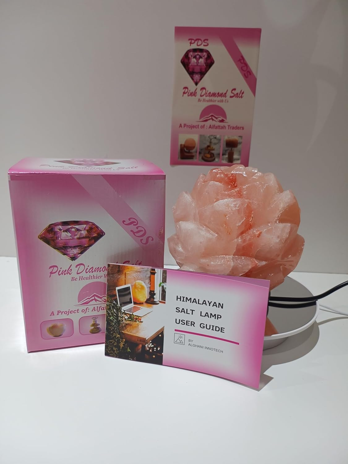 3-4 KG Premium Natural Flower Salt Lamp 100% Authentic, Handcrafted from the Foothills of the Himalayas Beautifully Hand Craft Large Flower Comes with Complete Electric Fitting image number 5