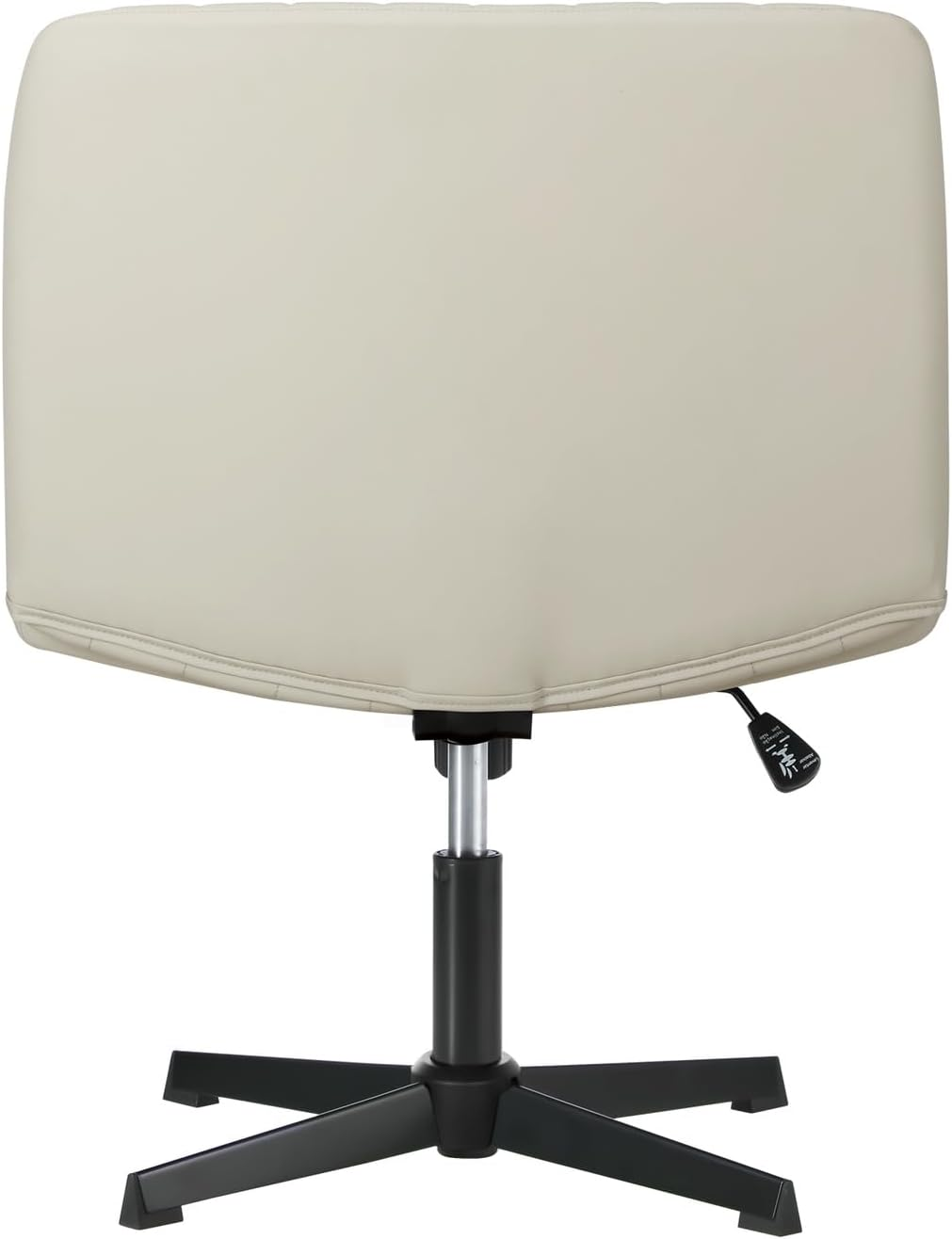 Oikiture Home Office Chair with Pu Leather Cover and Wider Seat Beige Cross Legged Office Chair image number 5