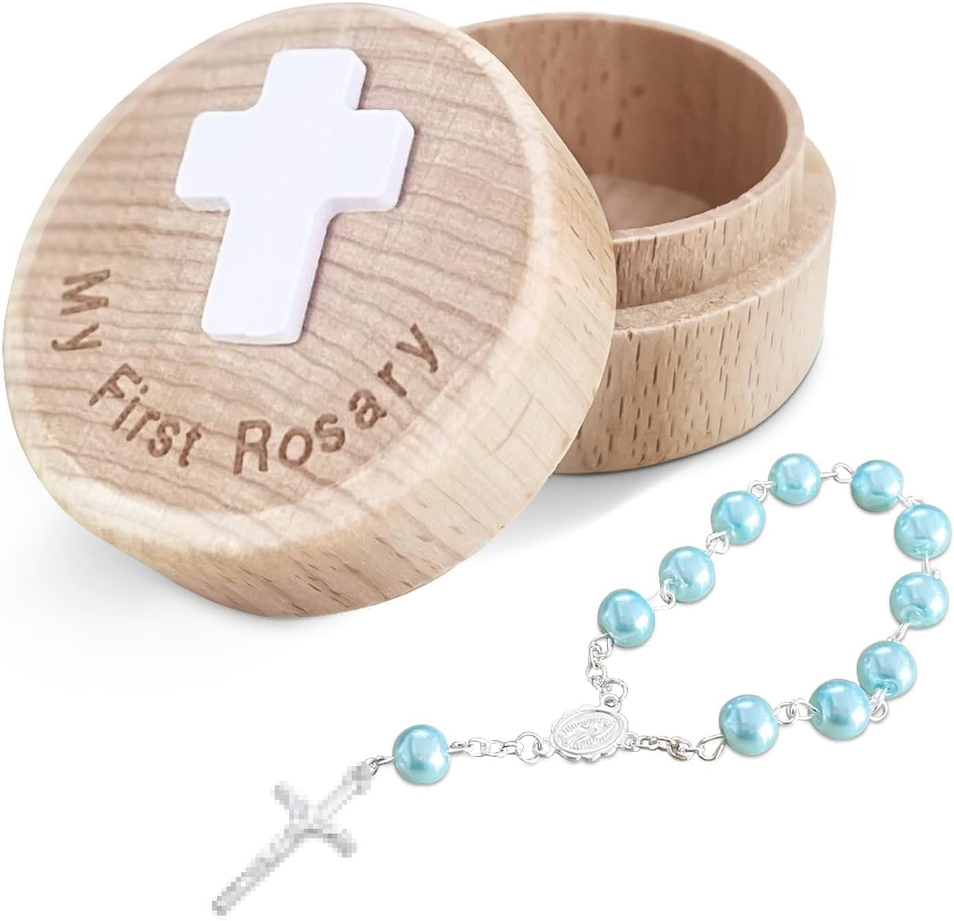 My First Rosary, Baby Rosary Baptism Keepsake Box, Baby Rosary Catholic Baptism Gifts for Boys, Rosary for Baby Birthday Baby Shower