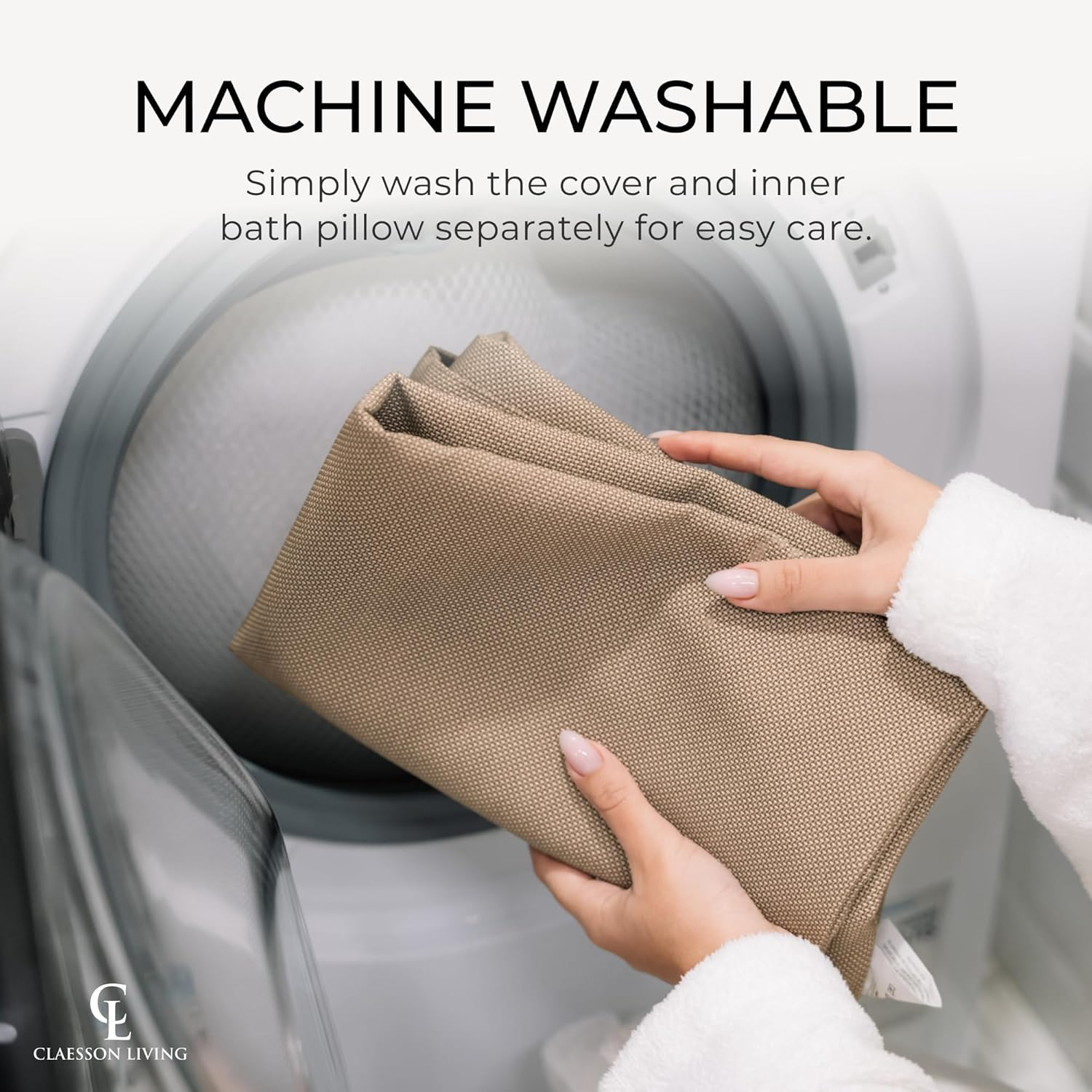 Luxury Bath Pillow for Tub - Thick and Comfortable Bathtub Pillow Support for Head and Neck and Back - Washable Quick-Drying Bath Pillows - Bath Cushion for Home Spa - Fits Any Bathtub - Sand image number 6