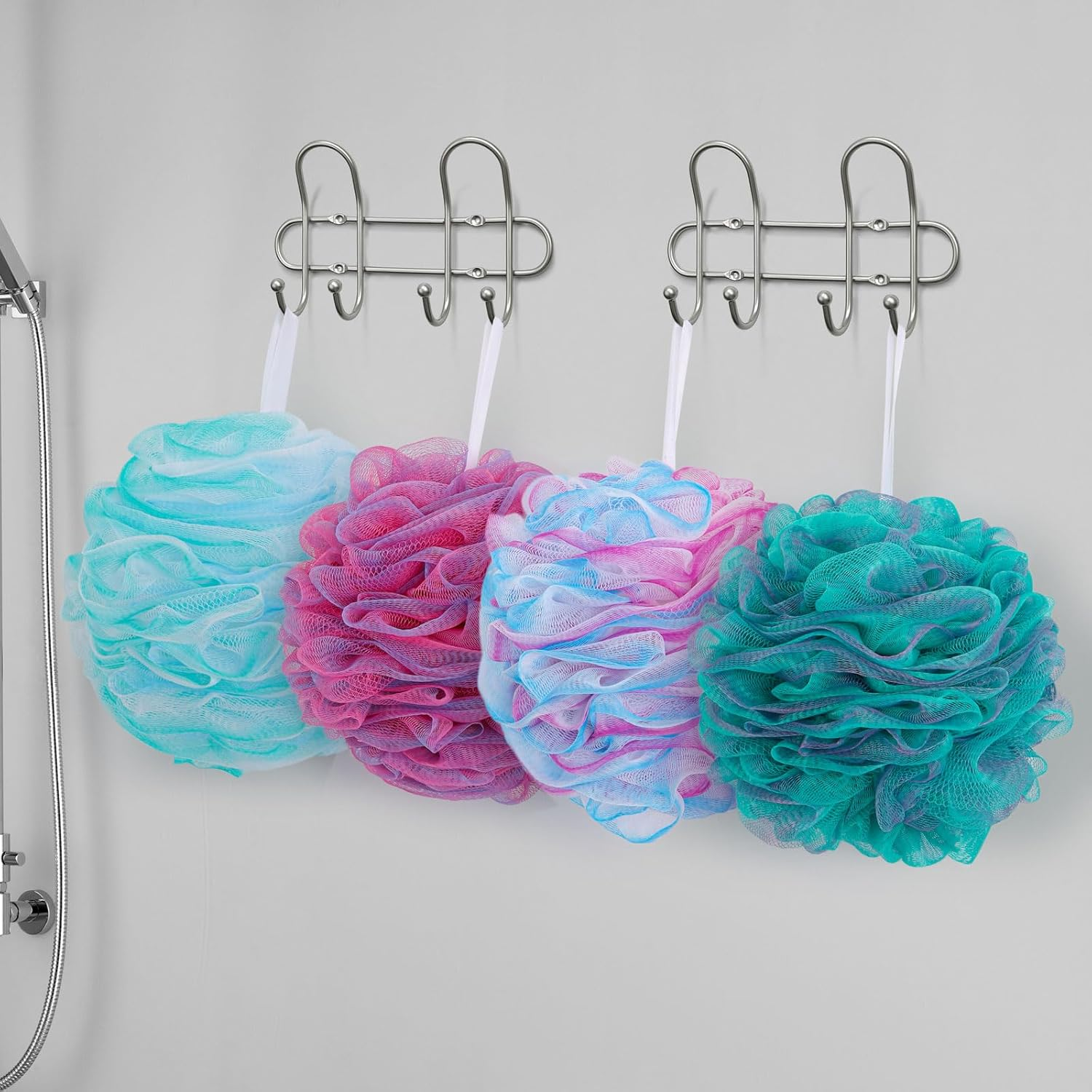 BTYMS XXL Large Loofah Bath Sponge 100G/Pc, Exfoliating Mesh Pouf Bath Scrunchies Shower Puffs - Pack of 4 image number 1