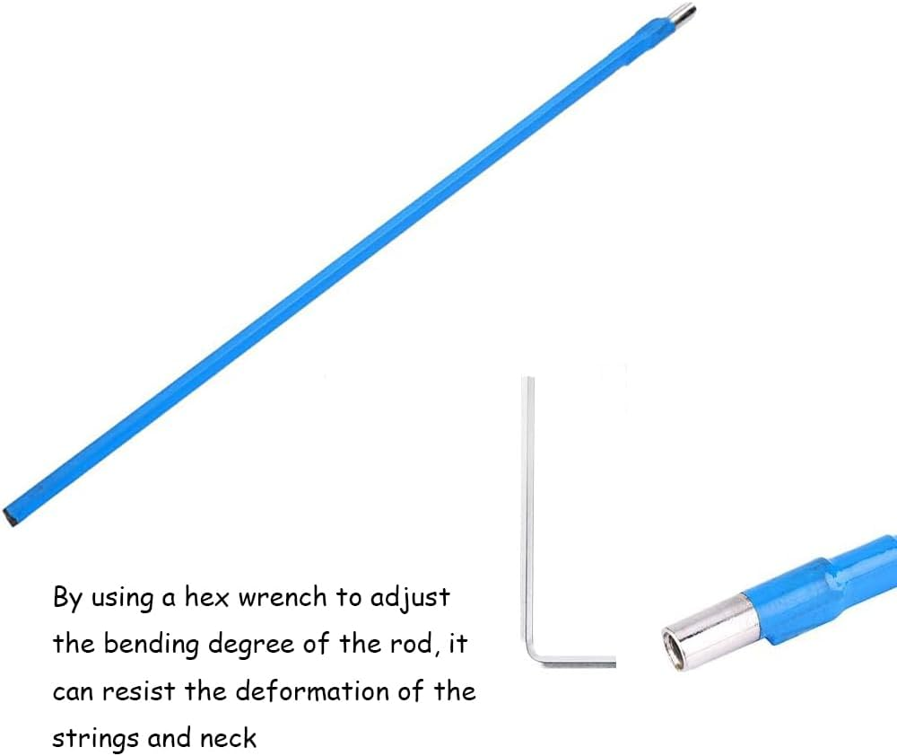 Two Way Rod Type Guitar Truss Rod Steel for Electric Acoustic Bass Guitars Neck Repair Adjustment Luthier Tool 42Cm Length with L- Wrench （Blue） image number 5