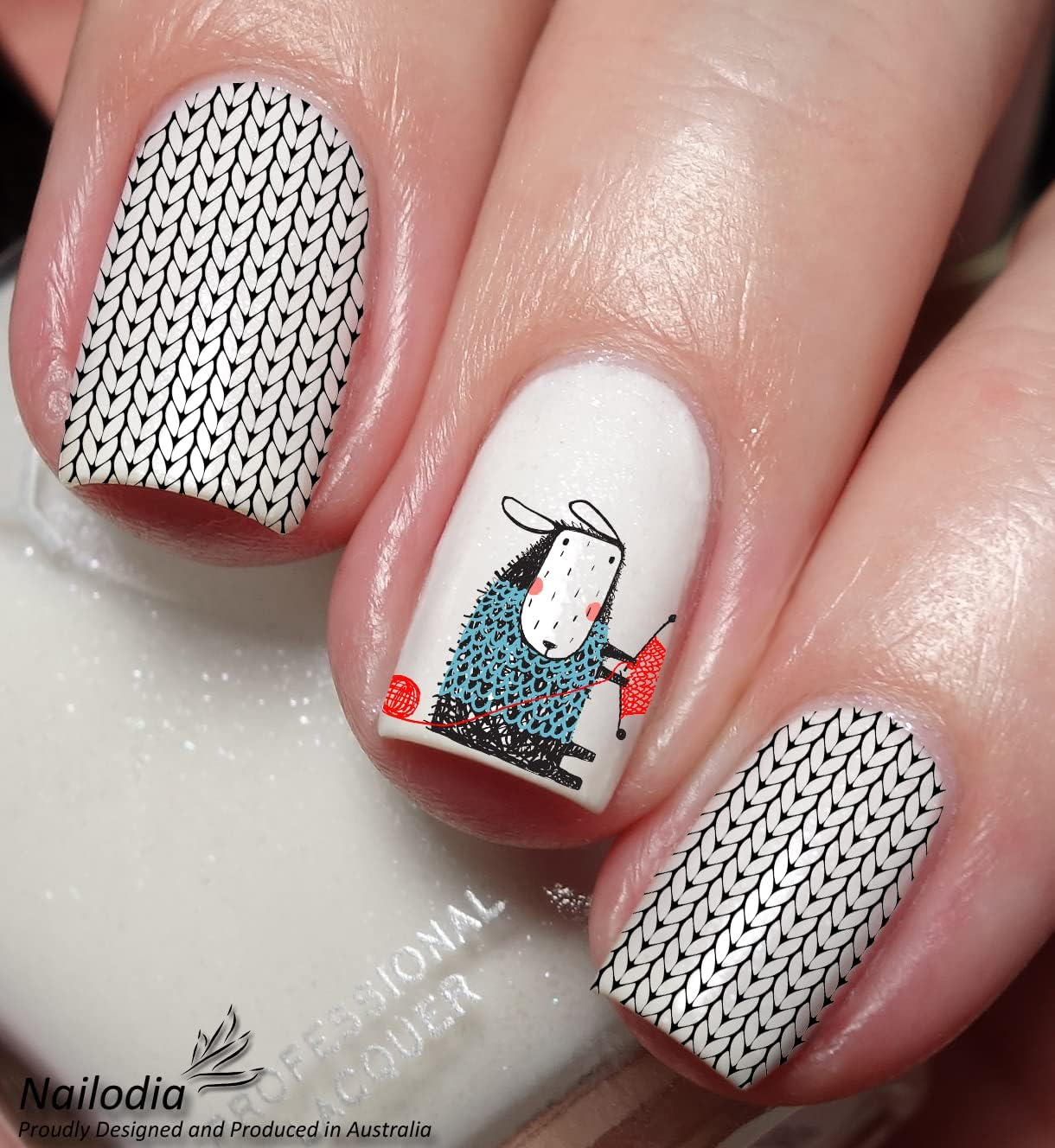 Knitting Cat & Wool Ball Nail Art Decal Sticker image number 6
