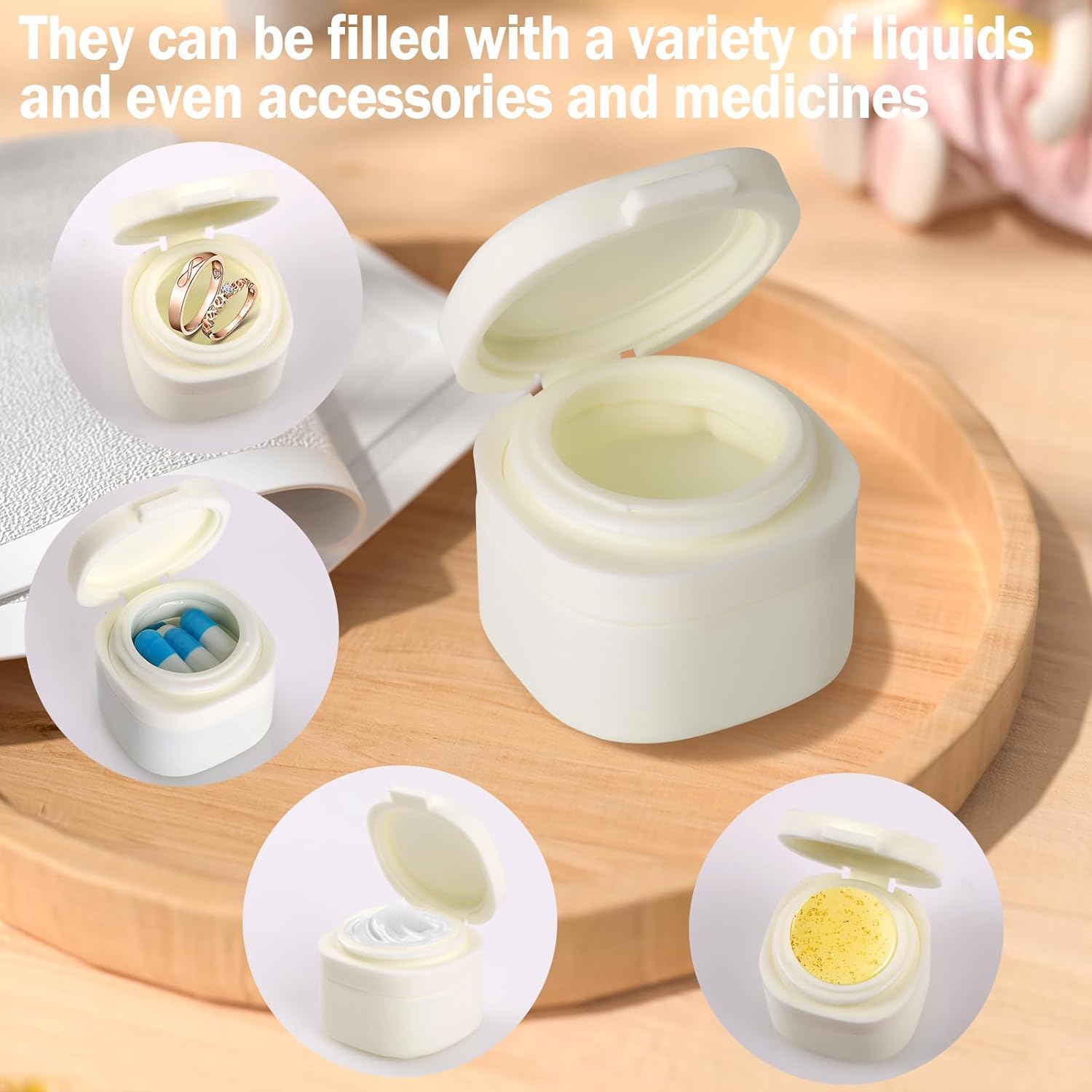 5Pcs Travel Bottles Set, Geeric Refillable Toiletry Bottle 50&mdash;100Ml TSA Approved Leak-Proof Small Cream Can Soft Bottle for Shampoo, Lotion,Cream+Waterproof Bag White - Gray image number 5