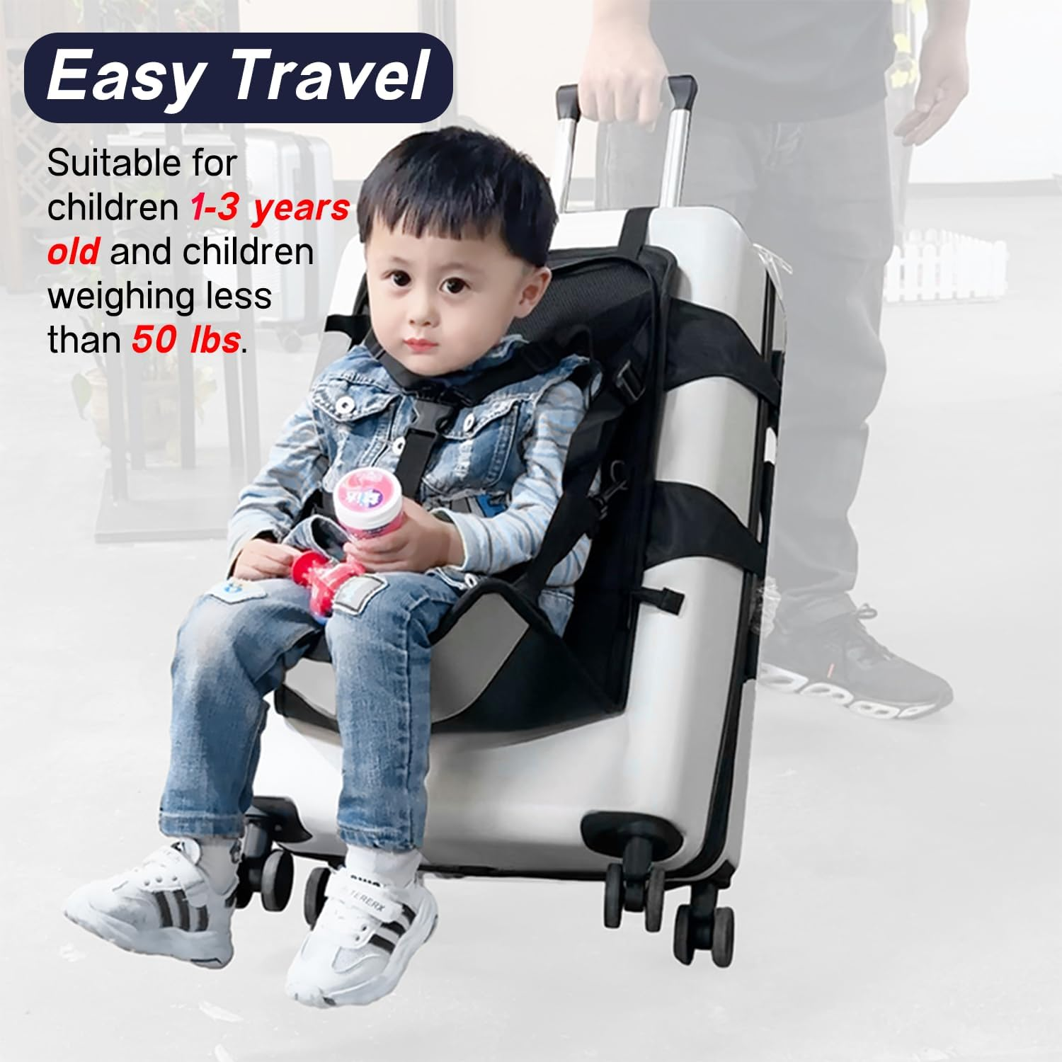 STFALI Travel Seat for Kids, Kids Travel Essentials Portable Ride on Luggage for Kids, Foldable Travel Seat for Kids with Seat Belt, Travel Essentials for Flying Suitable for Toddlers 1-3 image number 5