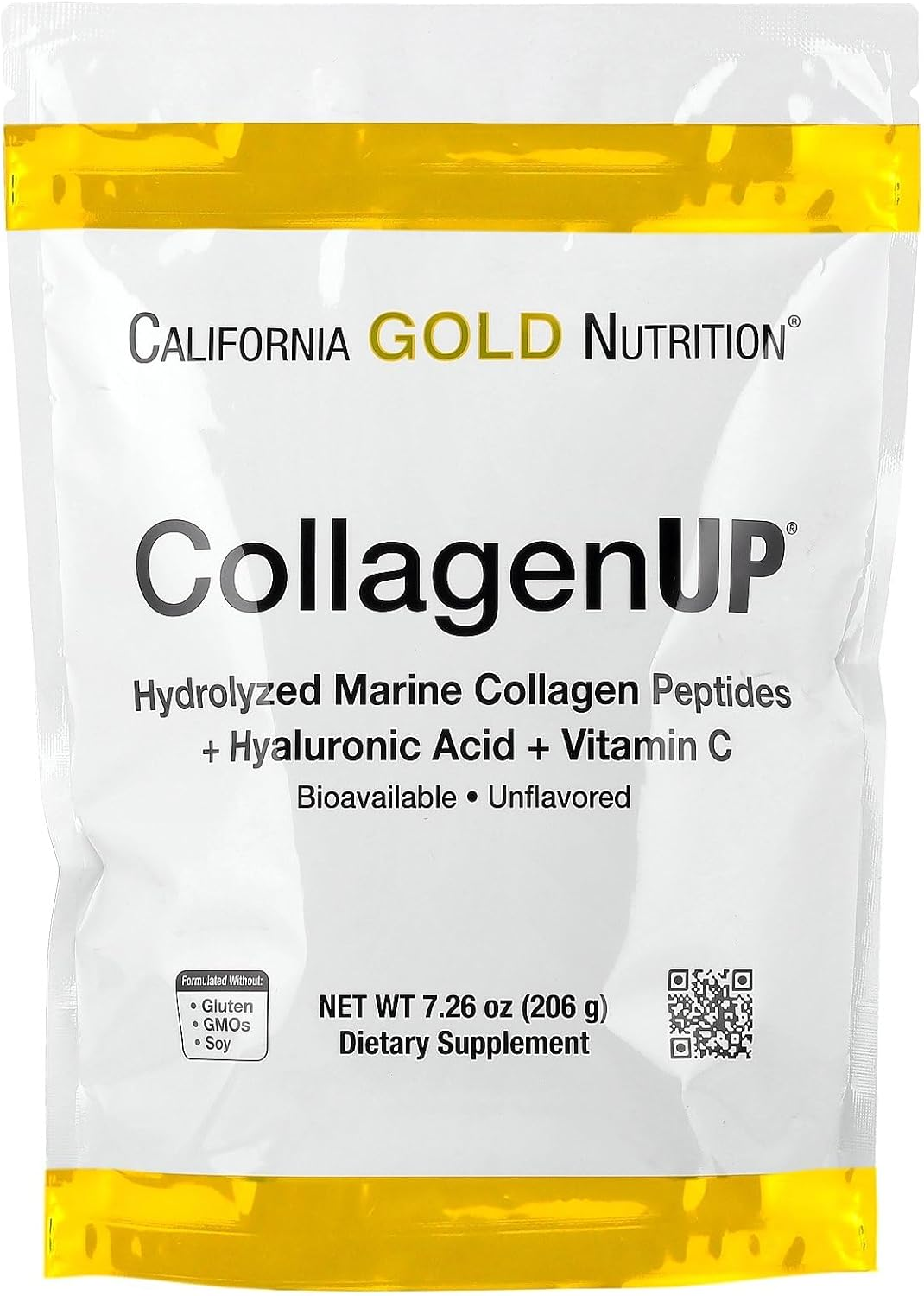 California Gold Nutrition Collagenup&reg;, Hydrolyzed Marine Collagen Peptides with Hyaluronic Acid and Vitamin C, Unflavored, 7.26 Oz (206 G) image number 3