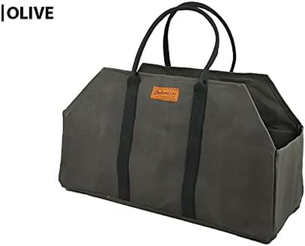 Dulton Y959-1267OV Wax Canvas Log Bag Olive Large Bag Wide Gusset Camping Pastry Height 12.6 Inches (320 Mm) Width 23.6 Inches (600 Mm) Depth 9.8 Inches (250 Mm)