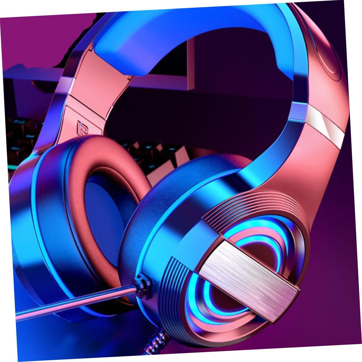 YOSADIER Wired Gaming Headset with Microphone Over-Ear PC Gaming Headphones for Desktop Comfortable Black USB Headphones and Home Use image number 5