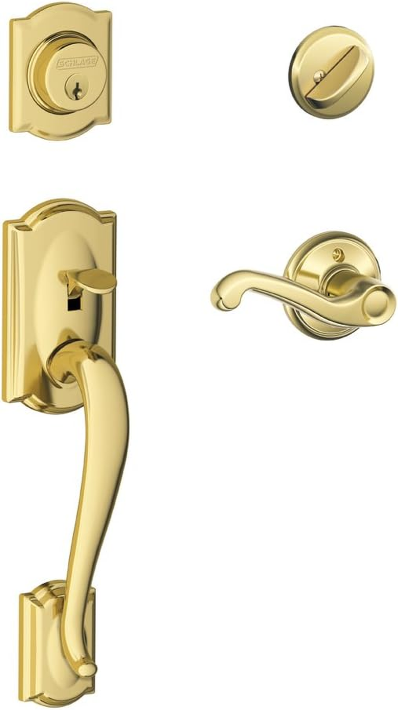 Schlage Camelot Single Cylinder Handleset and Left Hand Accent Lever, Matte Black (F60 CAM 622 Acc LH)