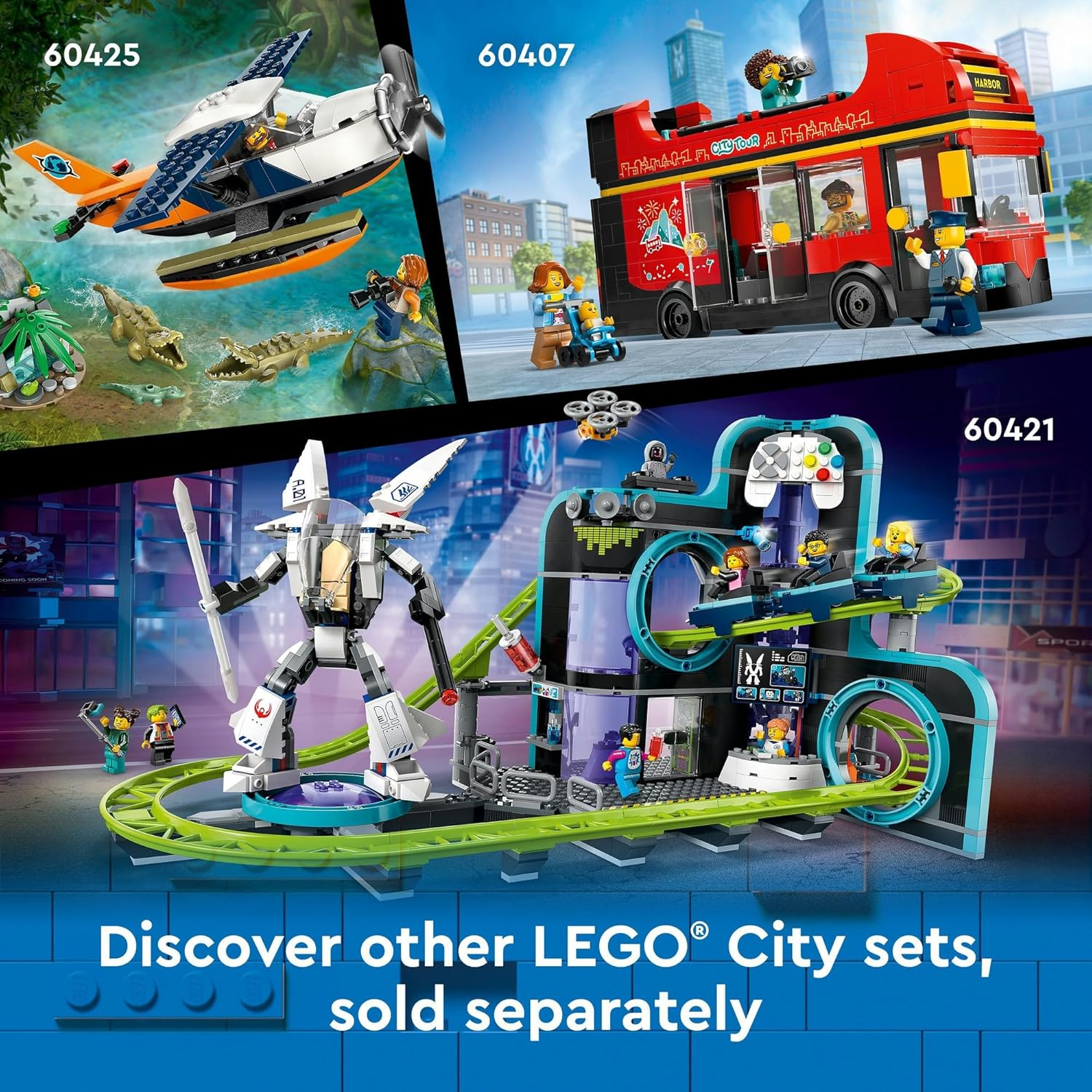 LEGO City Car Transporter Truck with Sports Cars Construction Set, 4 Vehicle Kids Toys for 7 plus Year Old Boys & Girls, STEM Building Kit with Trailer and 4 Minifigures 60408