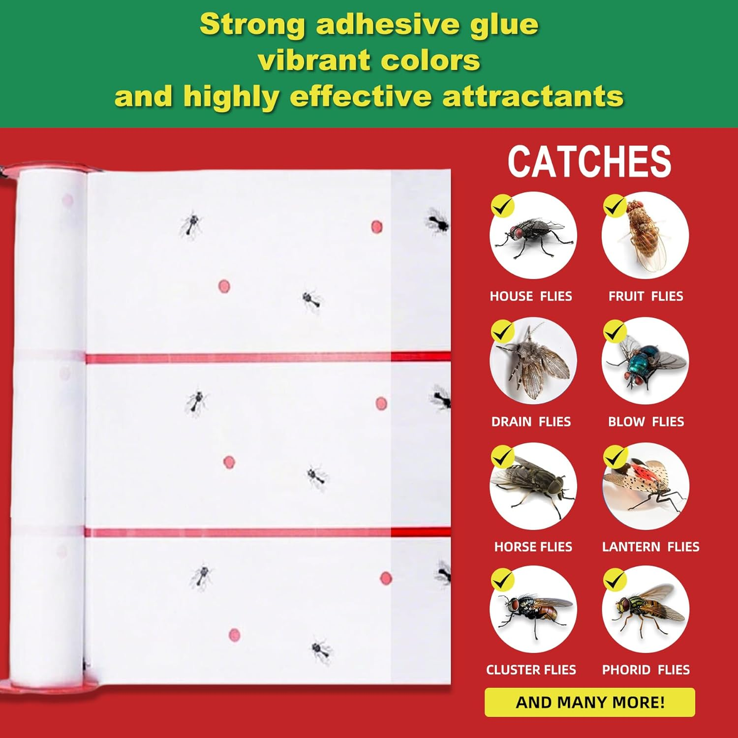 Fly Trap Sticky Paper Roll &ndash; Set of 2 Extra Long & Wide Fly Paper Rolls for Indoor & Outdoor Use &ndash; Fly & Bug Trap for Home, Farm, Garden, Plants &ndash; Safe, Effective, Easy-To-Use Pest Control image number 1