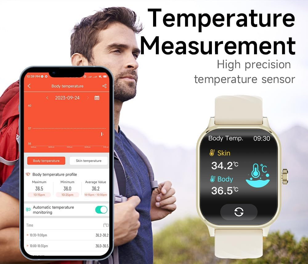 Smart Watch for Women Men Fitness Tracker,1.91" HD Smartwatch with 120 Sports Modes Make/Answer Calls, IP67 Waterproof, Smartwatch for Android Phones Iphone - Gold image number 5