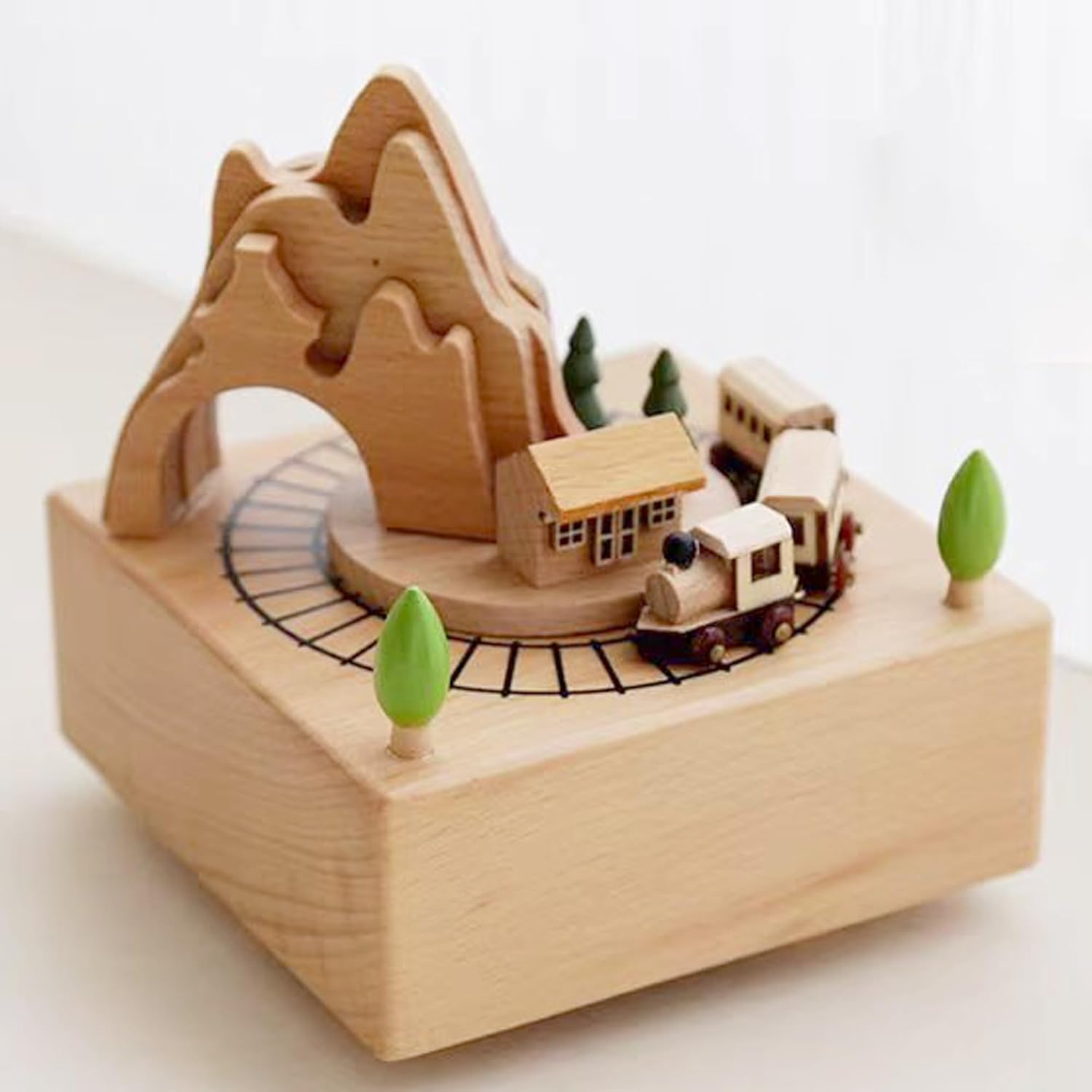 Affezionarsi Music Box. Handcrafted Wooden Moving Musical Box，Small Train with Wagons. Moving Trains around the Mountain. Beechwood Material Comes in a Premium Gift (The Small Train of Alishan) image number 4