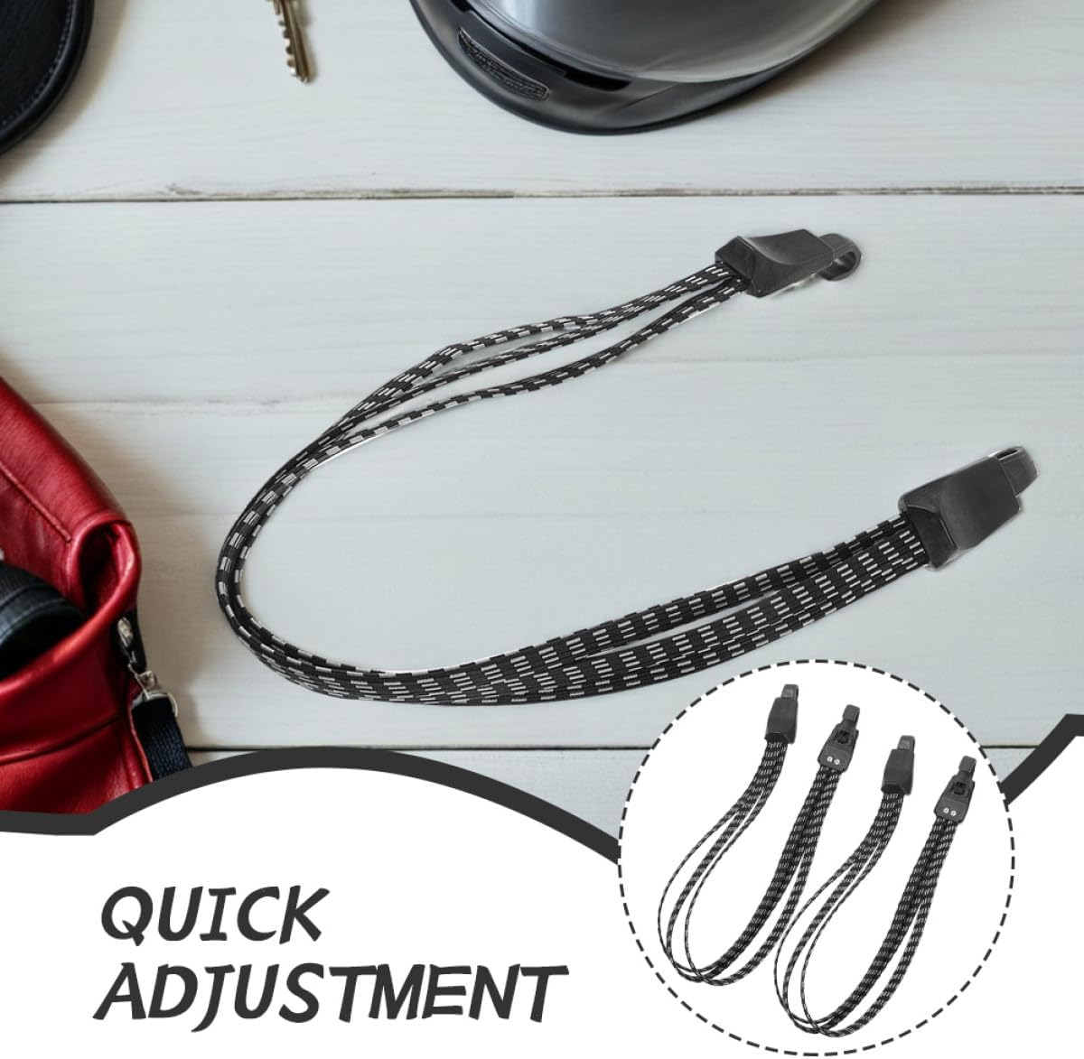 DECOMELODY 4Pcs Elastic Luggage Packing Straps with Buckles Weather Resistant Bungee Cord for Bike Rack Strong Fixation and Quick Adjustment for Securing Items Outdoor Trips image number 4