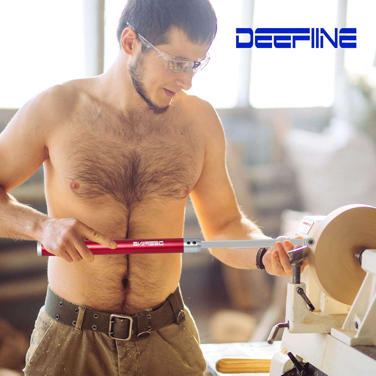 DEEFIINE 2PCS Carbide Wood Lathe Truning Tools Grip Handle, Accept 10Mm Square Turning Tool Bar (Black and Red) image number 1