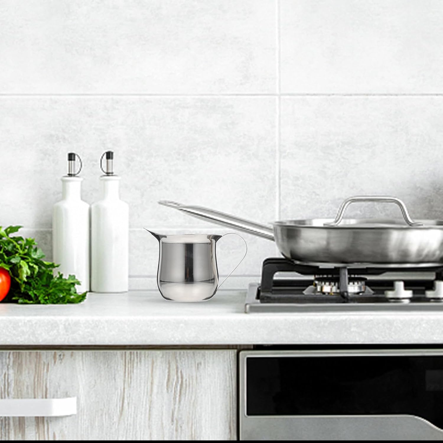 Stainless Steel Milk Frothing Pitcher 60Ml Coffee Creamer Cup for Espresso Machine Accessories Multifunctional Syrup and Sauce Pouring Jug for Cafe Use image number 3