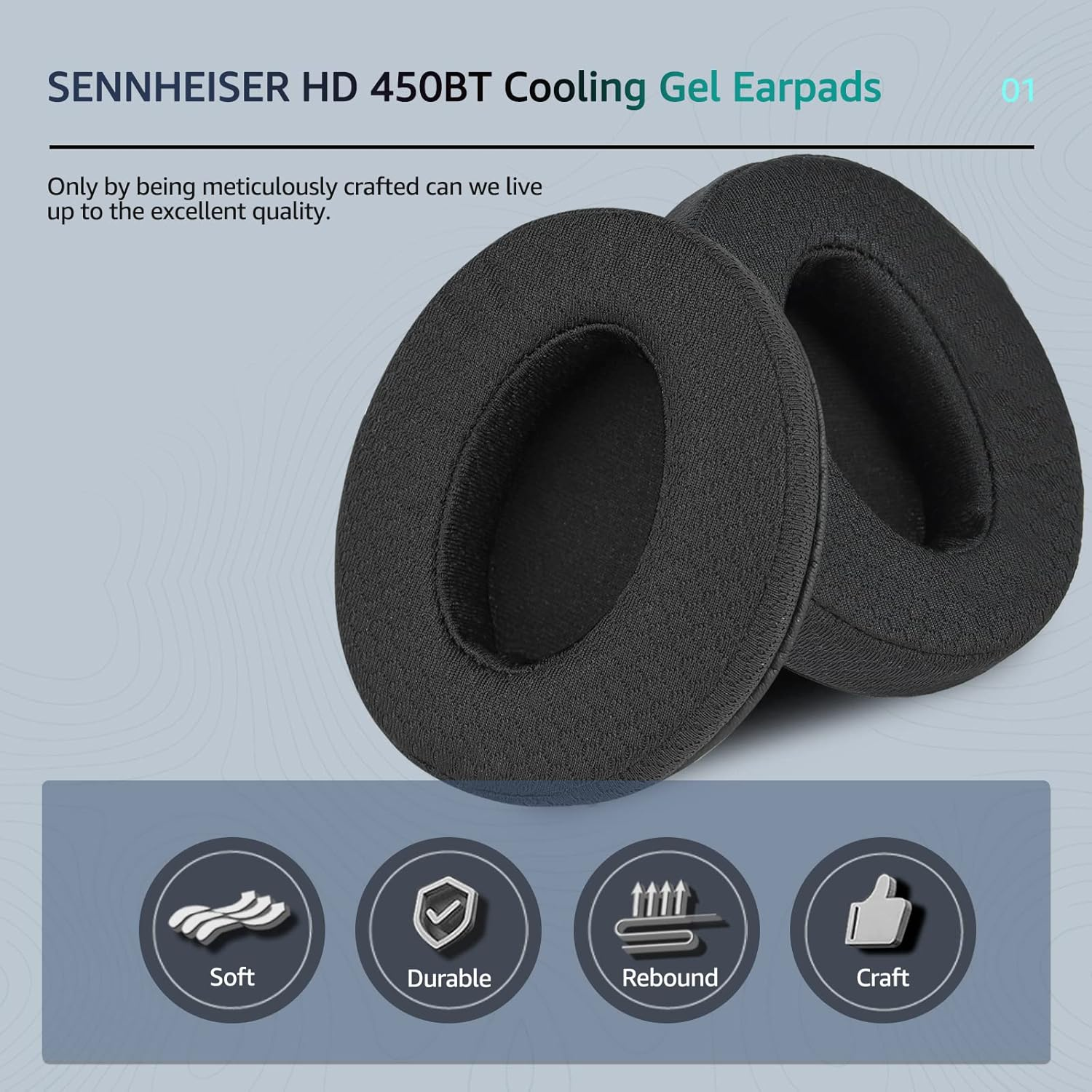 Wzsipod Specialized Replacement Earpad for Sennheiser Headphones, Fits HD4.50BT/ HD4.50/ HD4.50BTNC/ HD458BT/ HD450/ HD450BT, Headset Ear Cushion with Soft Clothes & Memory Foam (Classic Black)