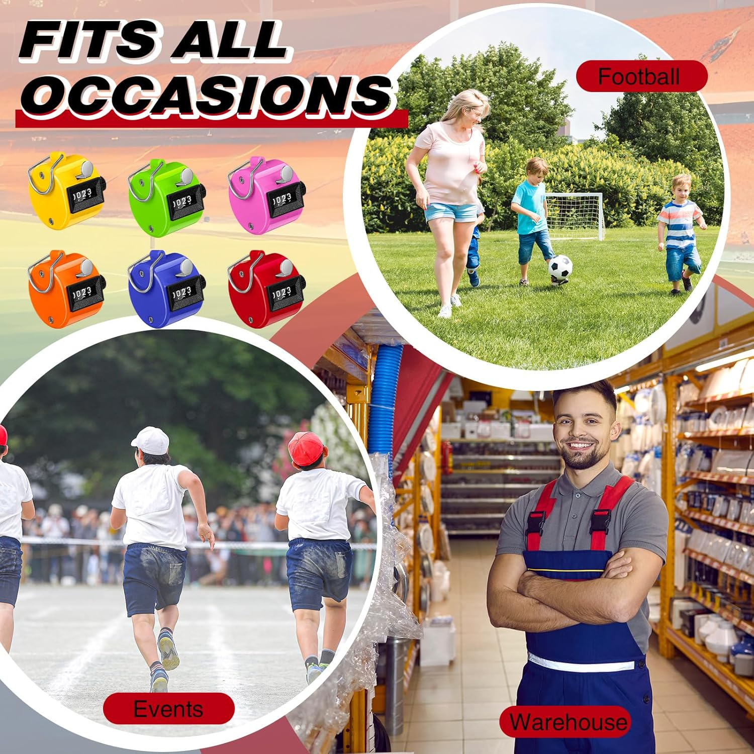 12 Pcs Handheld Tally Counter, 4 Digit Number Count Clicker Counter, Metal Pitch Counter Hand Mechanical Counters Clickers for Coaching, Knitting, People, Golf and Row