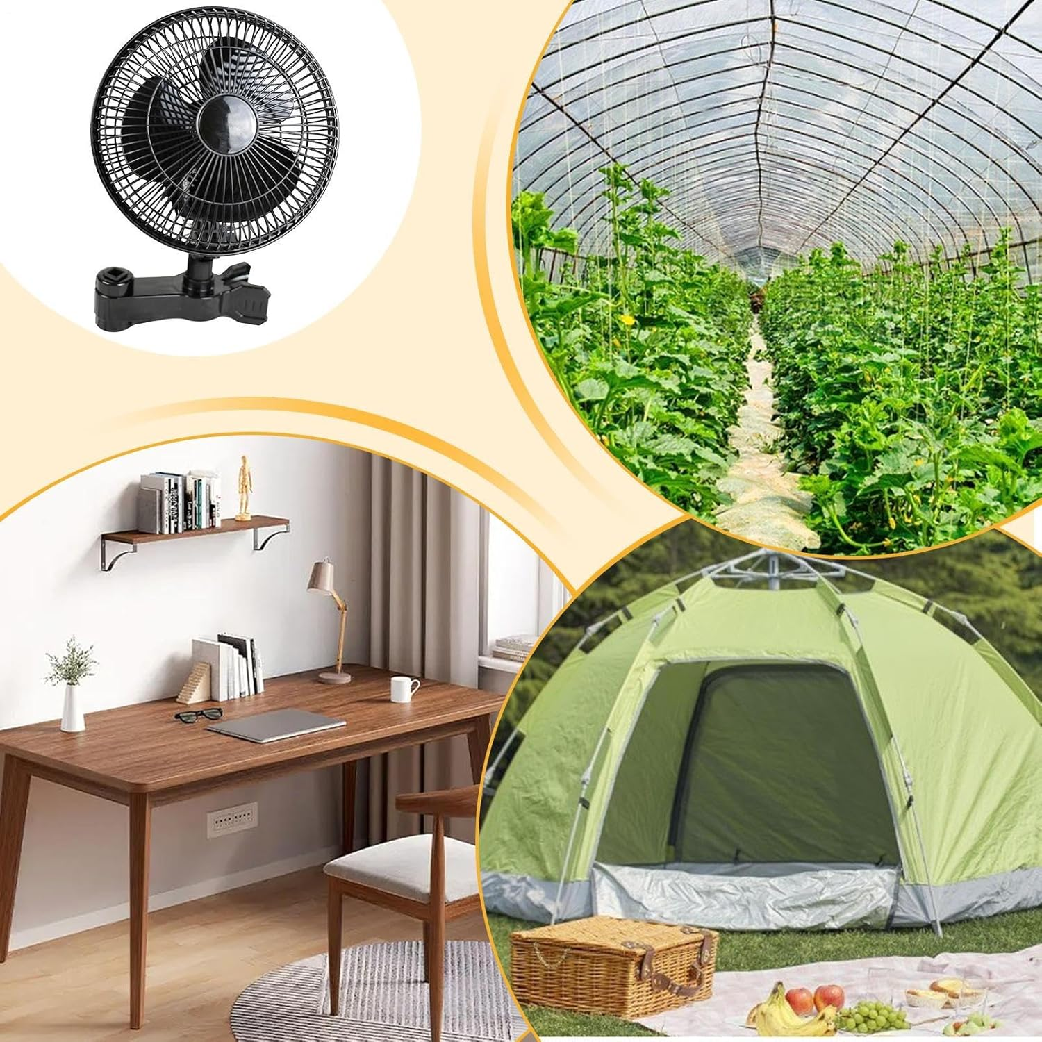 Oscillating Fan for Grow Tent,Swivelling Growth Ventilator | Quiet Clip Grow Fan with 2 Speed Airflow for Kitchen Bedroom RV Workshop Gym Tent Greenhouse Baby Nursery image number 6