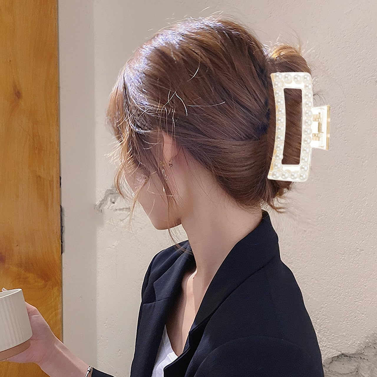 VICASKY Large Hair Clip for Women Practical Pearl Hair Clip for Thick and Thin Hair Gives Charming Hairstyles and Look image number 3