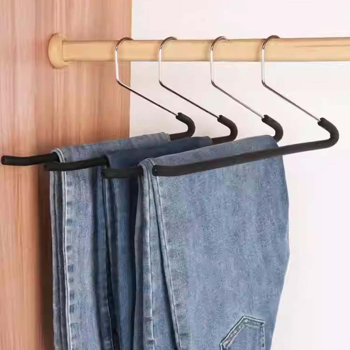 AIMALL 10-Pack Non-Slip Pants Hangers, 13 X 7.5 Inches, Multi-Functional Sponge-Arm Trouser Rack with Open Design for Closet Organisation image number 1