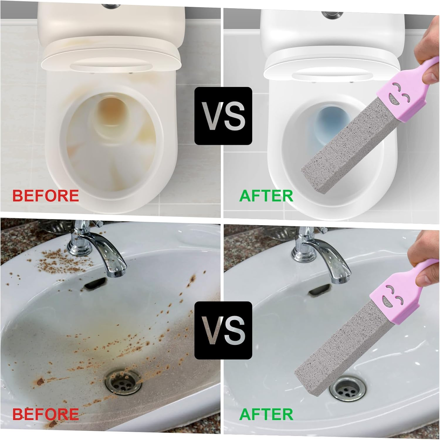 Pack of 6 Pumice Stone Toilet Cleaner with 2 Handles, Urine Stone Remover, Extra Strong, Natural Pumice Stones for Toilet, Bathroom, Kitchen, Swimming Pool (Purple) image number 6