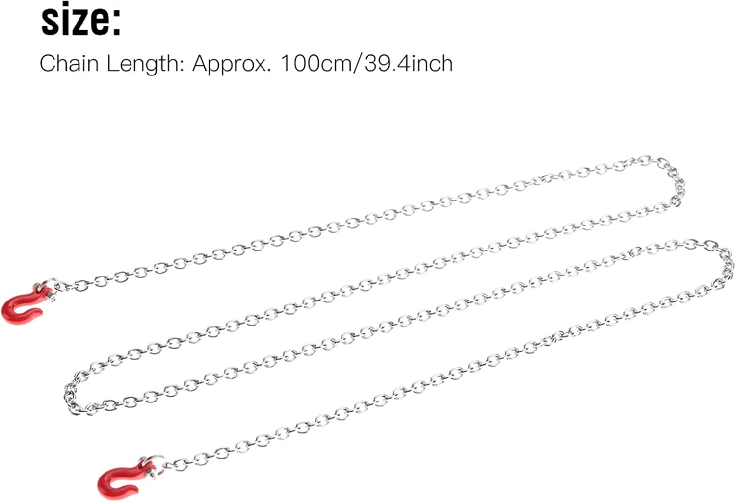 Tow Hook Trailer Chain for 1:10 RC Car Crawler, U Shaped RC Car Tow Hook for RC Climbing Crawler Car, RC Trailer Chain Hook Tow Rope for Traxxas, Hsp, Redcat, Tamiya, Axial, Scx10