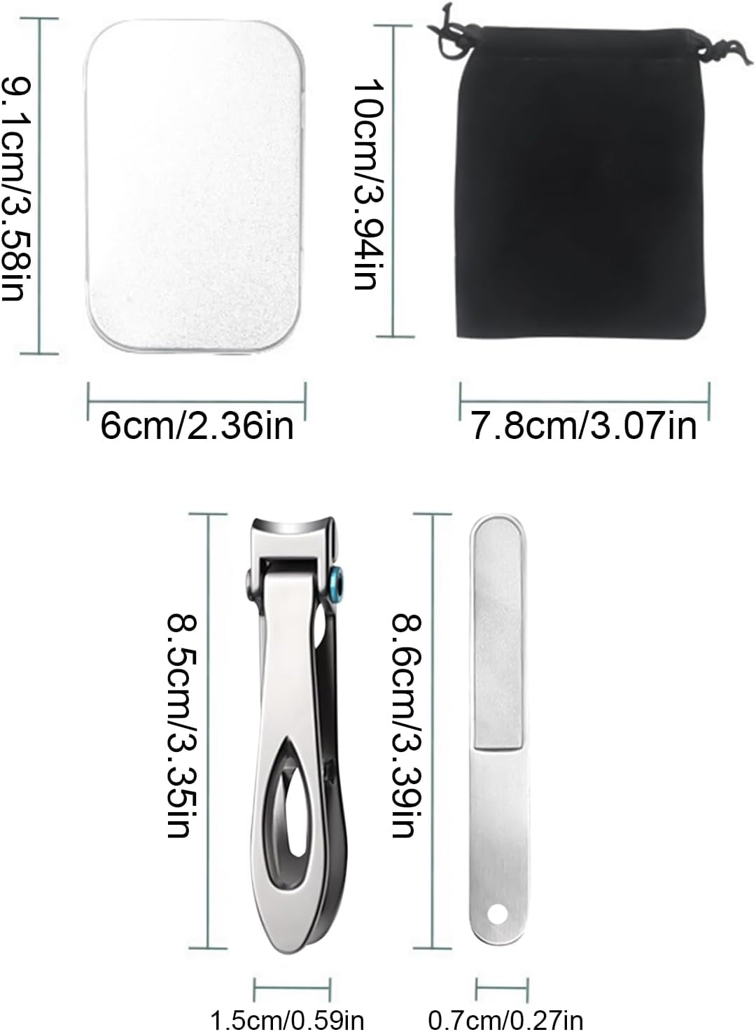 Vgvgaj Fingernail Trimmer Set | Professional Stainless Steel Fingernail Trimmer Kit,Anti-Splash Toenail Cutter Kit for Coworkers Teens Youth Son Friends Wife Girls - Black image number 7