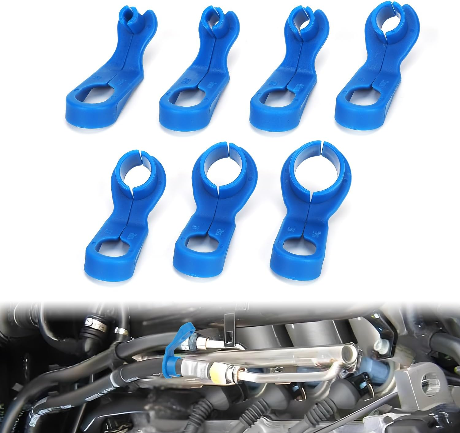 7Pcs Fuel Line Disconnect Tool Set, 1/4 5/16 3/8 1/2 5/8 3/4 7/8 Inch Vehicles AC Line Disconnect Air Conditioning Pipe Tool Fuel Line Removal Tools Compatible with Ford/Gm/Chrysler/Mazda image number 1