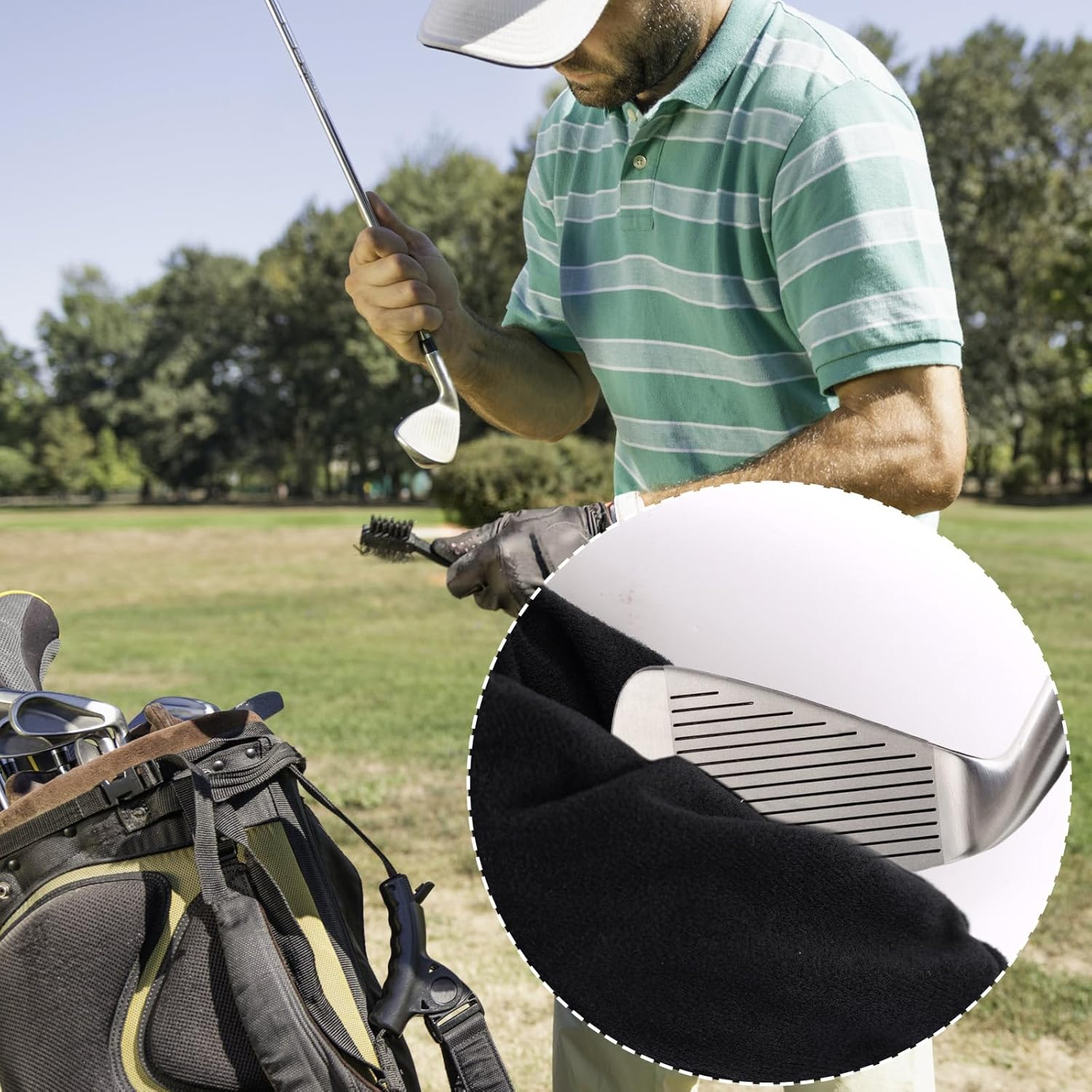 Lyreh Golf Cleaning Bag, Portable Waterproof Liner Golf Club and Ball Cleaner with Detachable Clip Outdoor Sport Accessories for Golfers (Black) image number 4