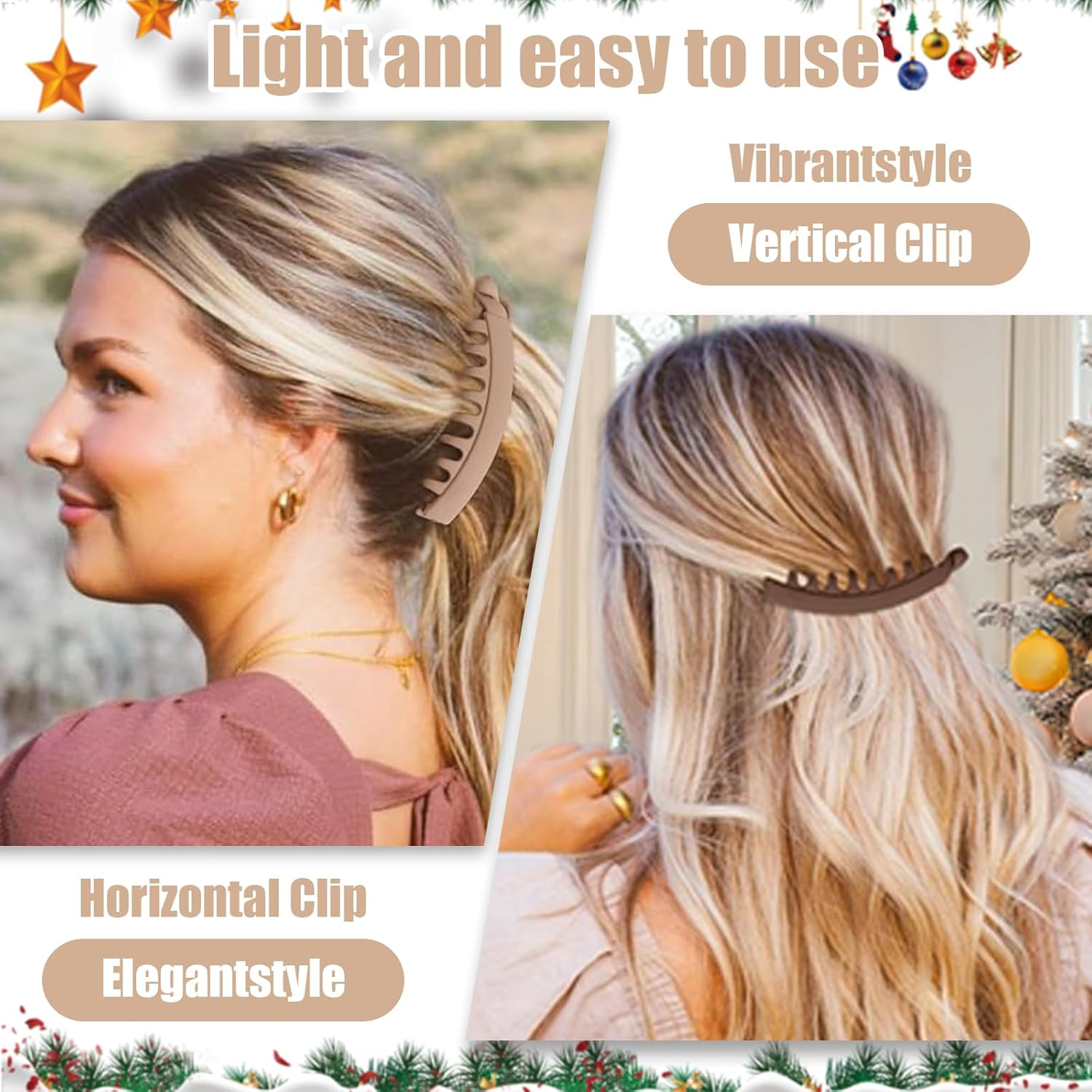 Pack of 12 Banana Clip Hair, Banana Clip Thick Hair, Banana Hair Clips Ladies, Vintage Banana Hair Clips Ponytail, Hair Clips for Women and Girls, Bananas (12 Colours) image number 6