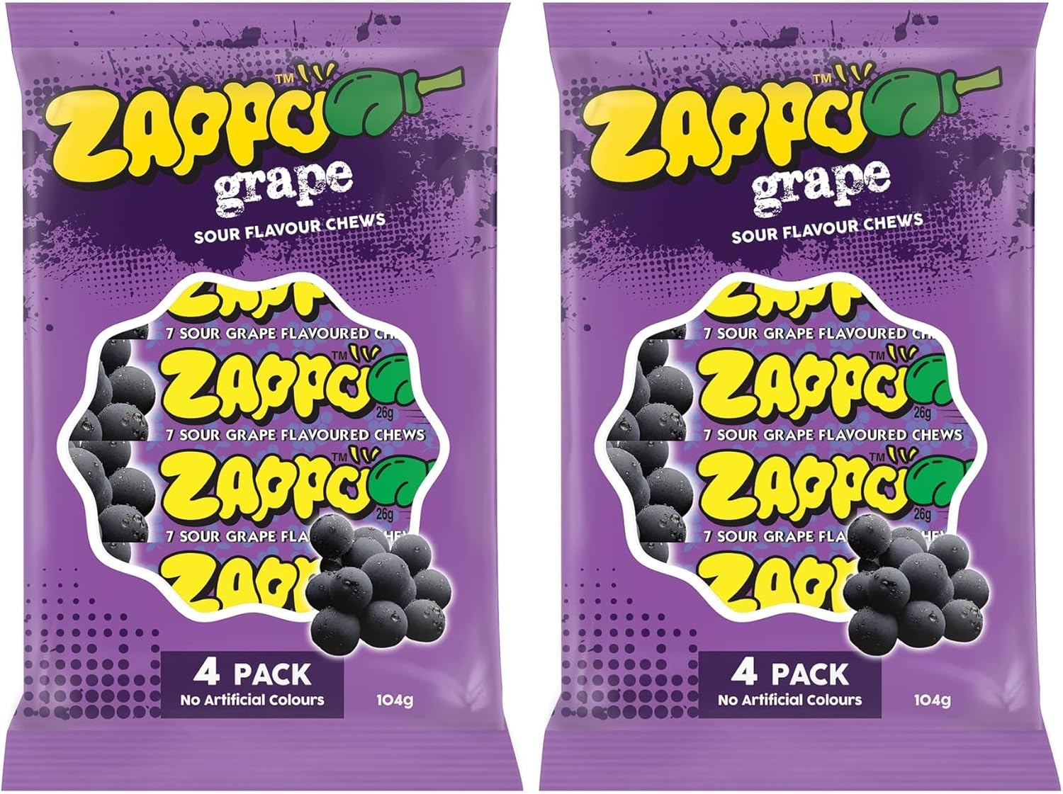 Zappo Sour Grape Chews 4 Pack 104 G Easy Portion Sticks for Lolly Bags image number 3