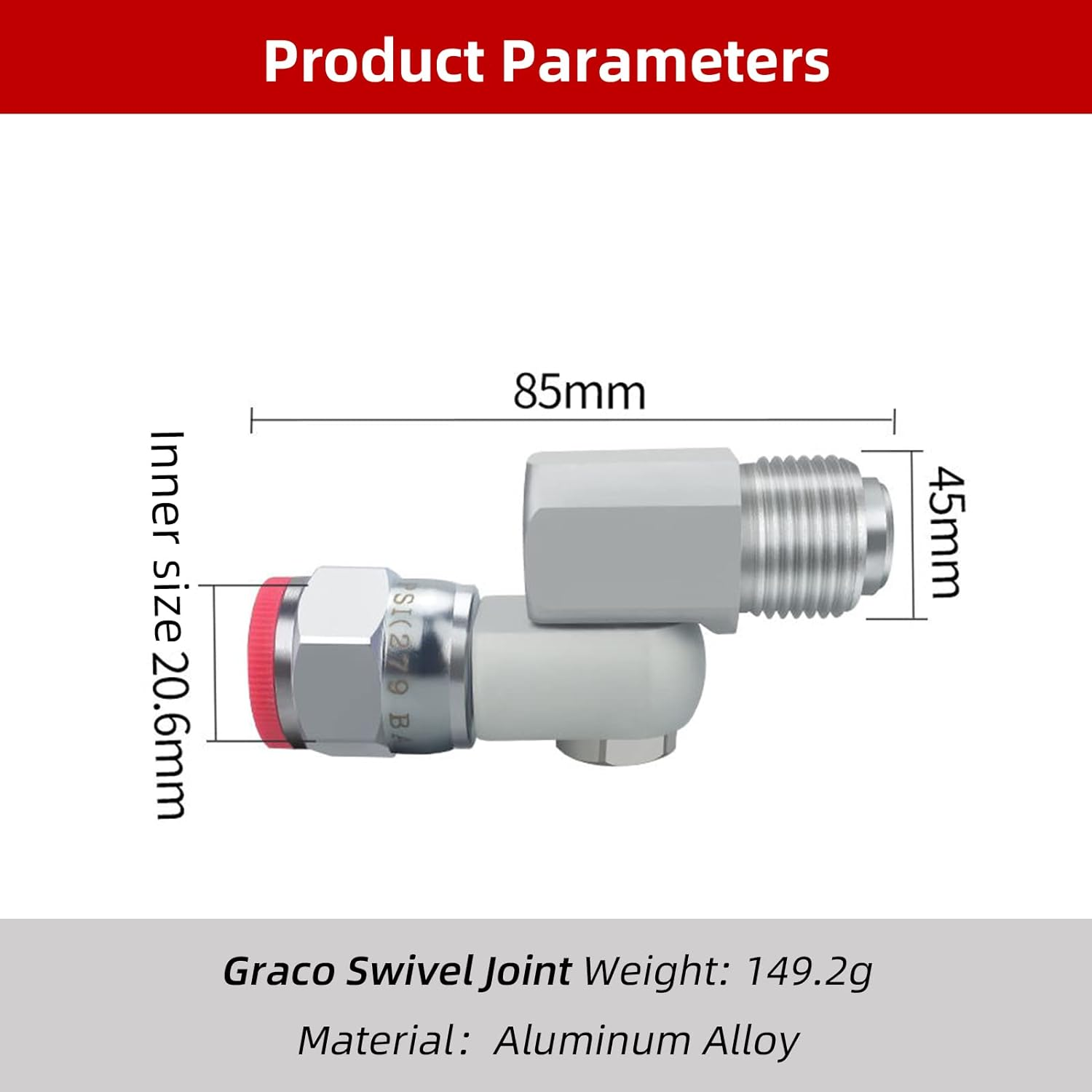 Airless Paint Spray Gun Swivel Joint Compatible with Graco 235486 7/8 Inch Thread 180 Degree Rotation image number 2