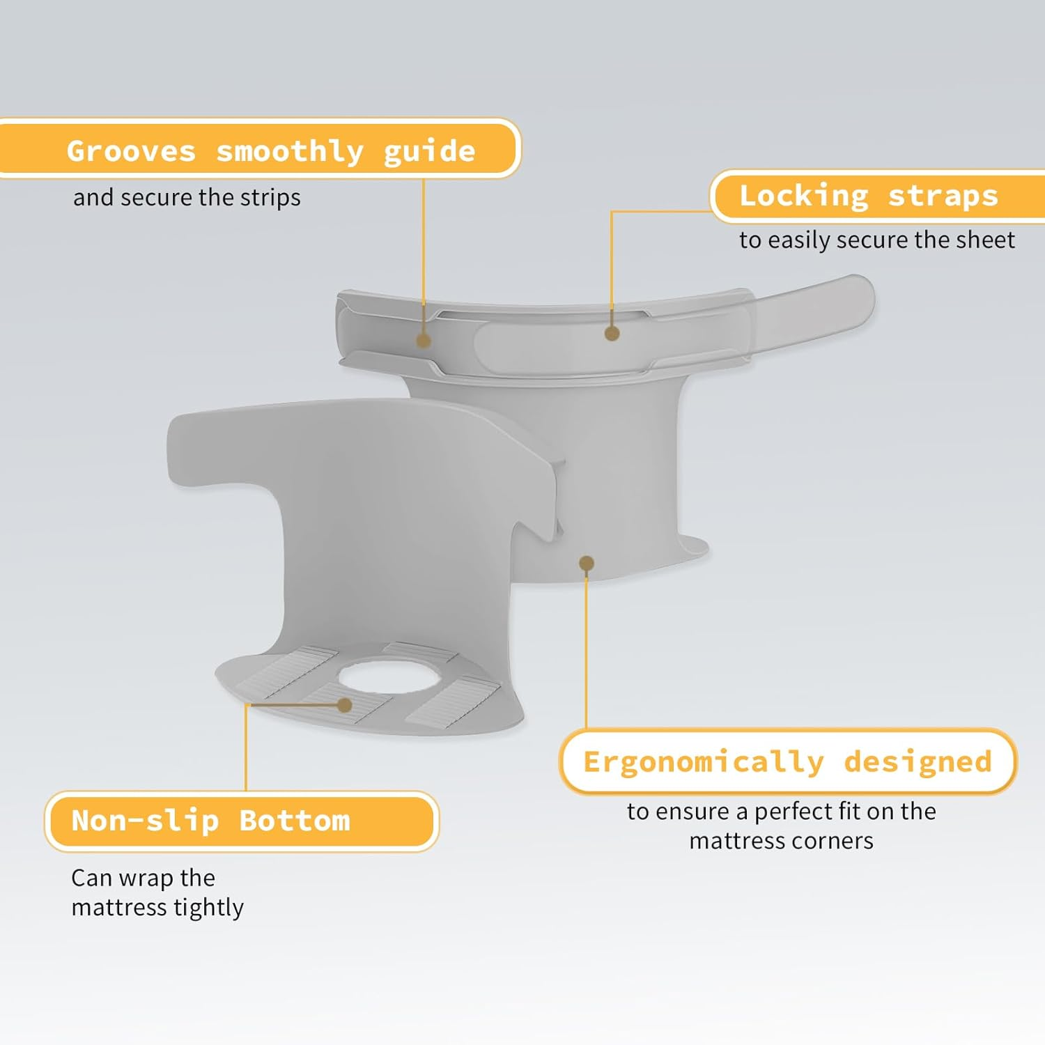 4Pcs Bed Sheet Fixing Clips with Lock Strips, Sheet Corner Holders Bed Sheet Holders Fastener Clips Corner Tightener Clips for Mattress Covers, Blankets, Bedding (Gray)