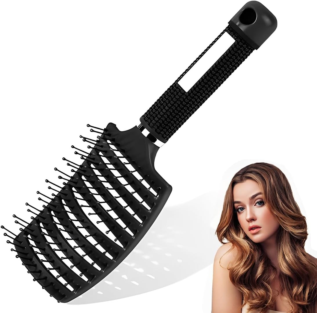 1 Piece Hair Brush without Pulling for Men and Women, Detangling Brush Also for Curls and Long Hair, Unique Professional Detangler Brush, Hair Brush, Professional Detangling Brush with Handle, Hair image number 2