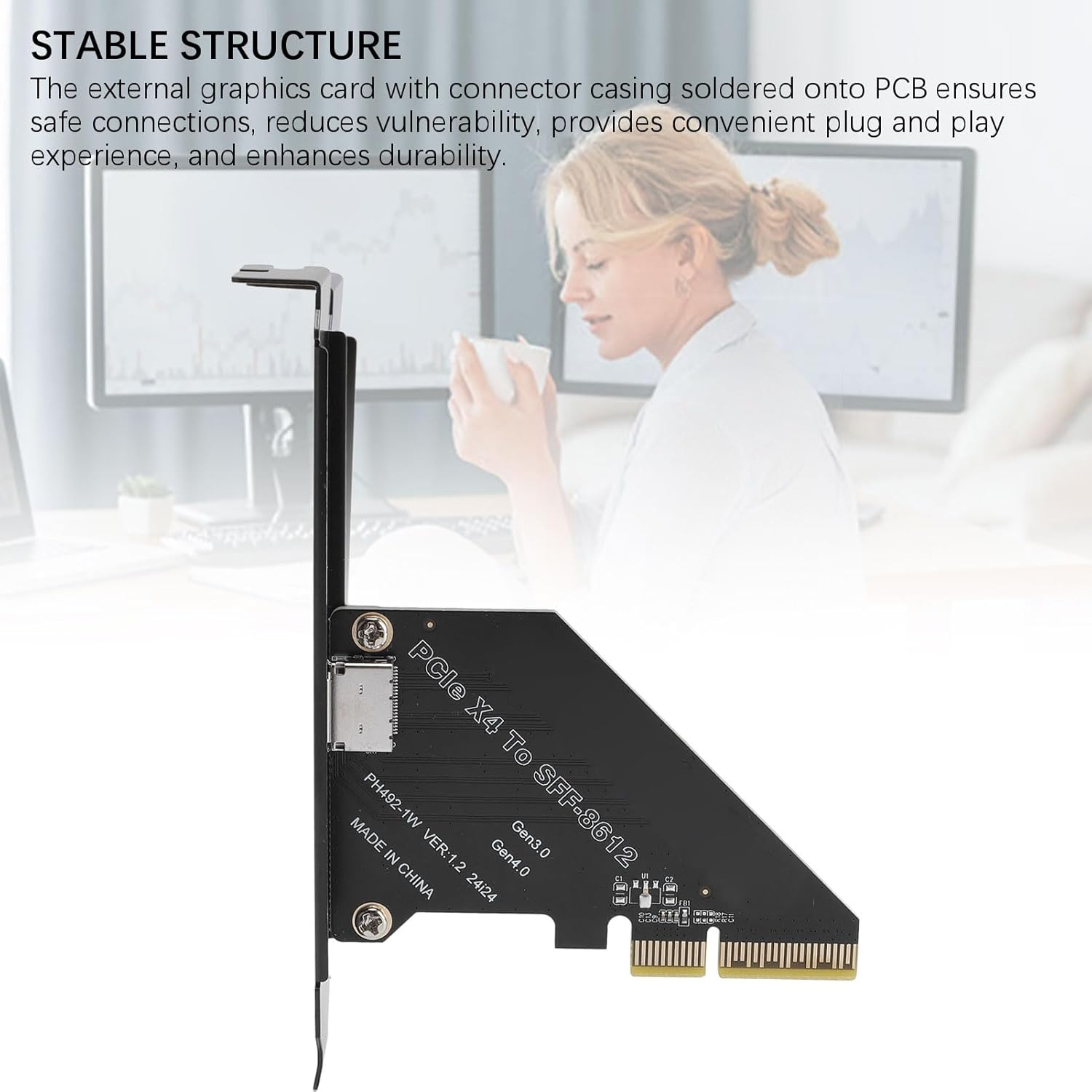 Pcie 4.0 X4 to Oculink SFF 8612 Adapter, SFF 8611 External Graphics Card with Bracket, Host Adapter for Nvme SSD GPU EGPU