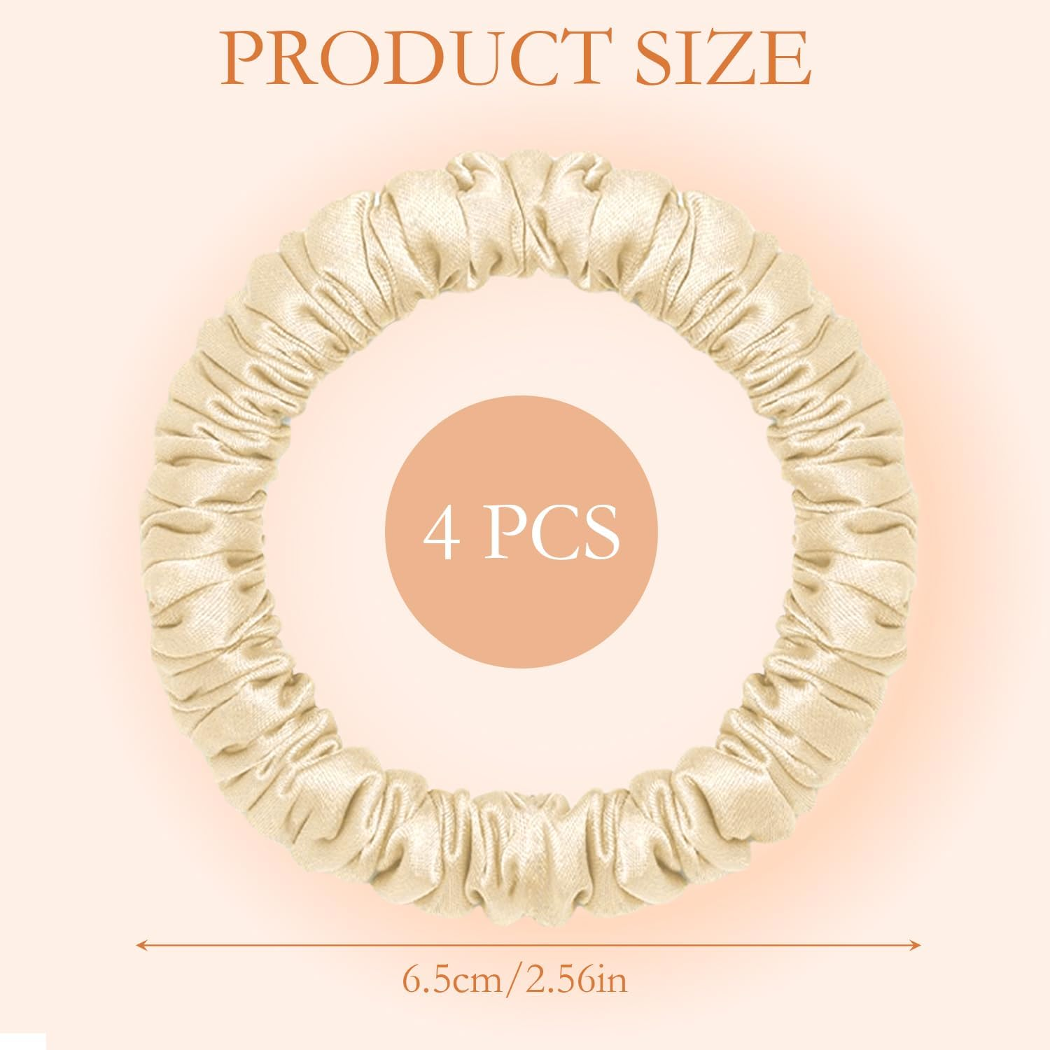 ARWIG 4 Pcs Silk Scrunchies | Silk Hair Ties | Satin Scrunchies | Elastic Hair Bands | Hair Bobbles | Hair Scrunchies for Women | Hair Ties No Damage (Black Khaki Coffee Beige image number 4