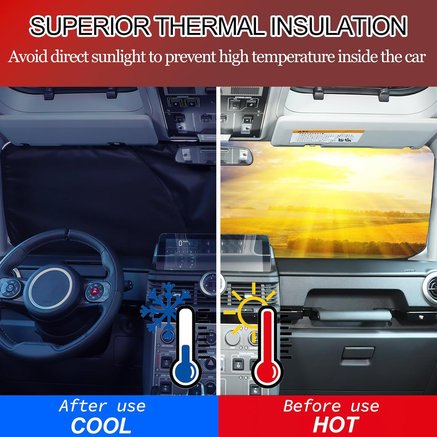 Tumukiw Front Windshield Sun Shade Compatible with INEOS Grenadier 2020-2024 Car Windshield Sun Shade Foldable Elastic Memory Steel Wire Sun Shield UV Protection Car Accessories image number 5