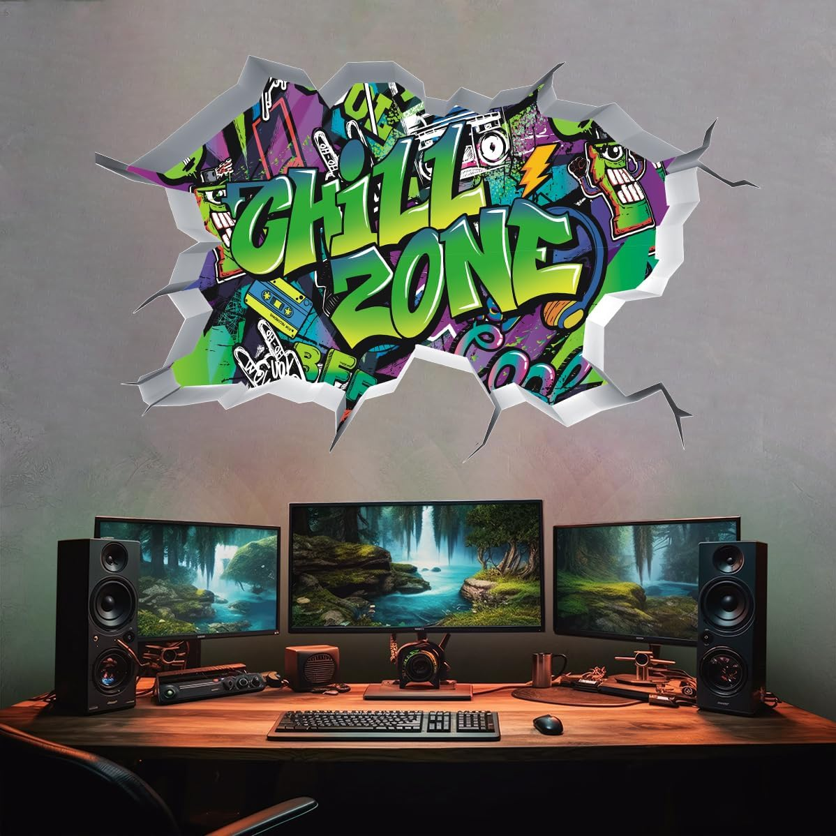 TOARTI 3D Graffiti Wall Sticker Teenager'S Room Saying Chill Zone Wall Sticker Teenager Girls & Boys Graphiti Cool Wall Sticker Teenagers Room Decoration image number 1