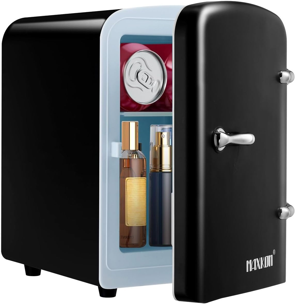 Maxkon 4L Mini Fridge 6 Can Portable Cooler Warmer Personal Countertop Refrigerator for Home Office Bar Car Drinks Skincare Cosmetics Foods, Black image number 4