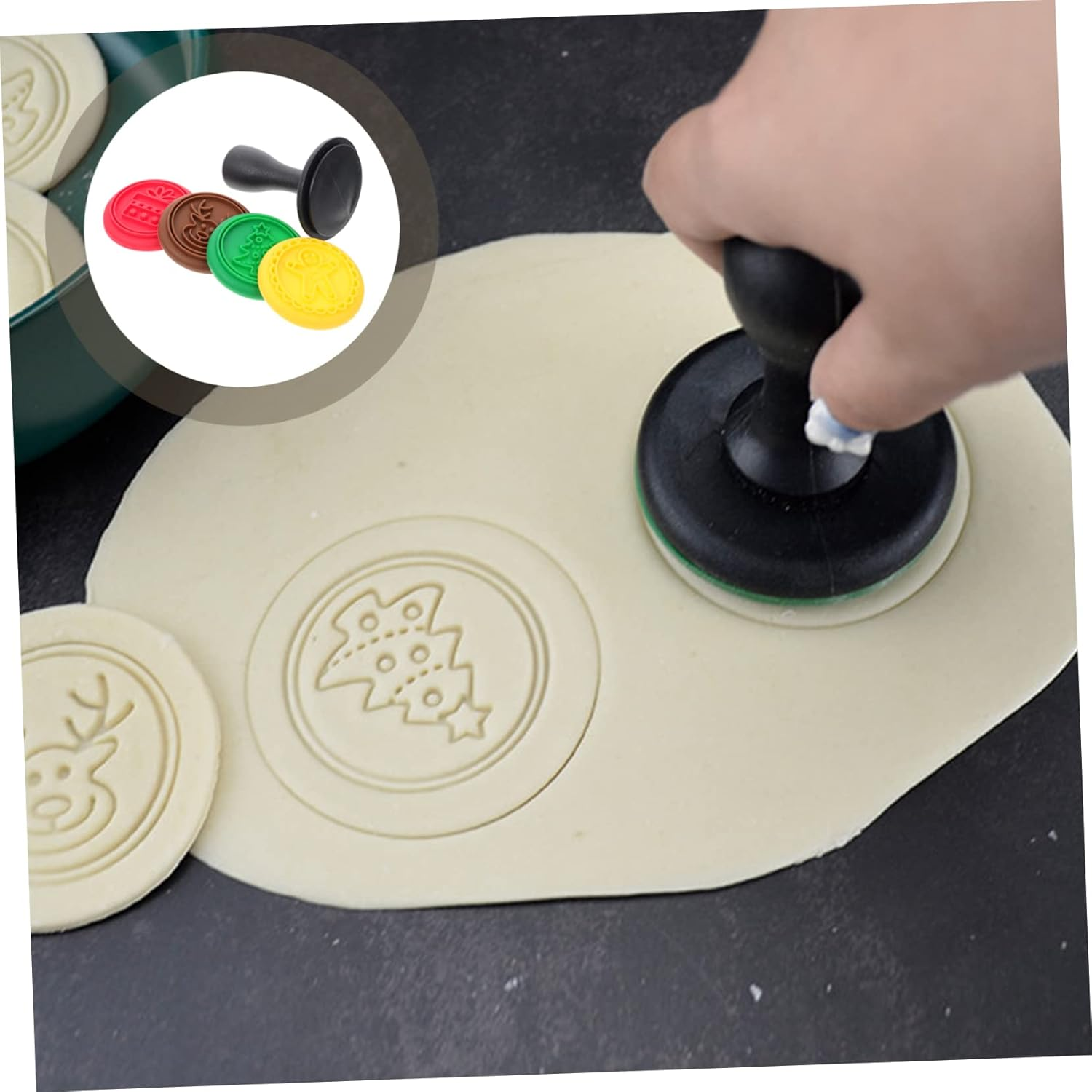 1Set Christmas Silicone Cookie Stamps Molds Creative Baking Tools for Cookie Making Non- Release Design for Crafts Holiday Parties Random Style image number 3